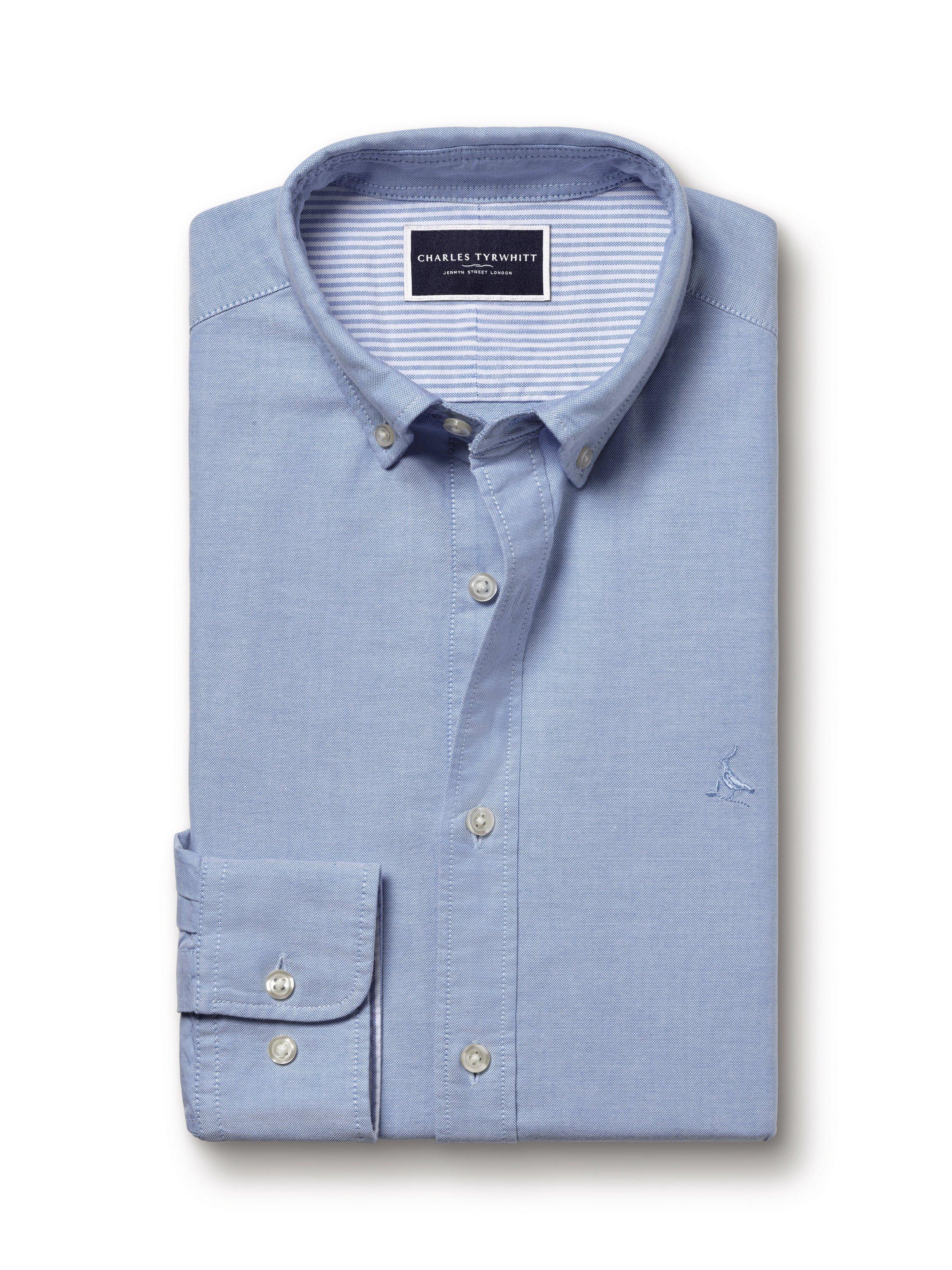 Product image 5 of 6, which shows Charles Tyrwhitt Slim Fit Button Down Collar Cotton Shirt, Sky Blue, XL