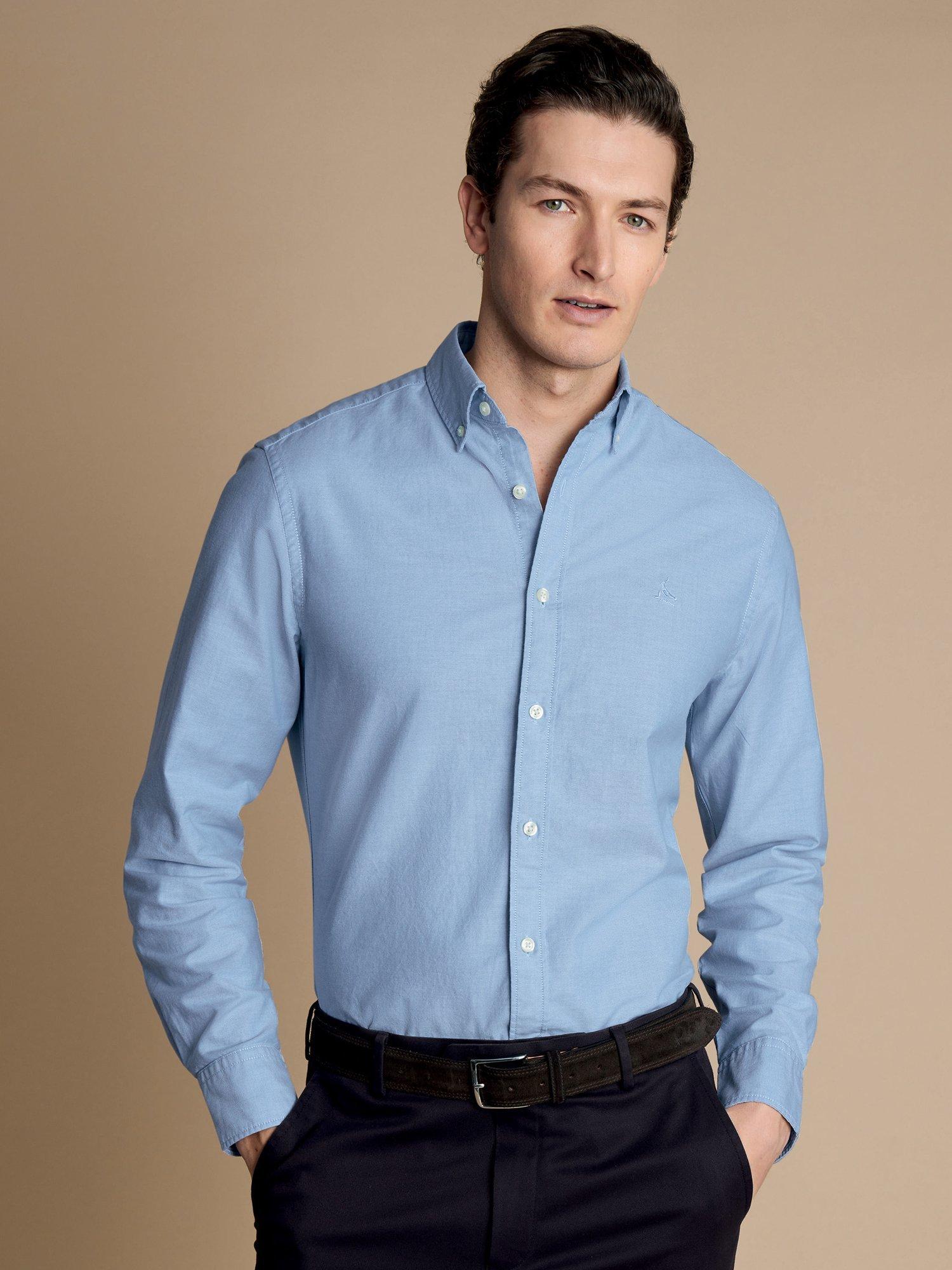Product image 6 of 6, which shows Charles Tyrwhitt Slim Fit Button Down Collar Cotton Shirt, Sky Blue, XL