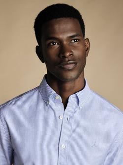 Charles Tyrwhitt Slim Fit Button Down Collar Stripe Cotton Shirt - view 2, Blue/White