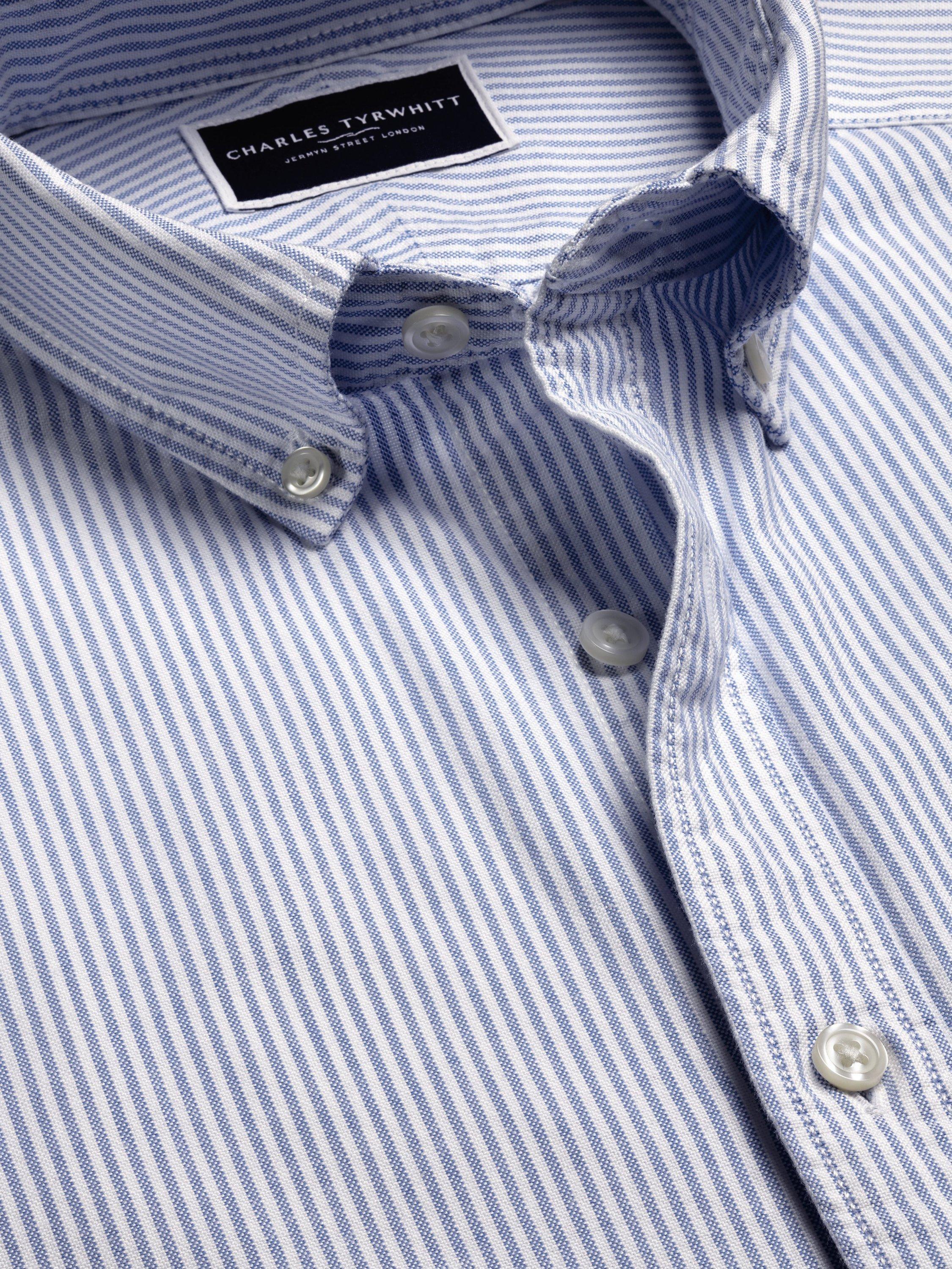 Product image 3 of 6, which shows Charles Tyrwhitt Slim Fit Button Down Collar Stripe Cotton Shirt, Blue/White, L