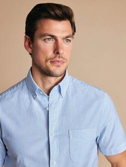 Charles Tyrhwitt Slim Fit Button Down Collar Stripe Cotton Shirt - view 2, Ocean Blue