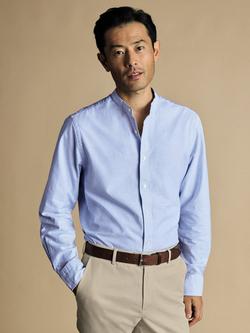Charles Tyrwhitt Slim Fit Mandarin Collar Stripe Cotton Shirt, Ocean Blue