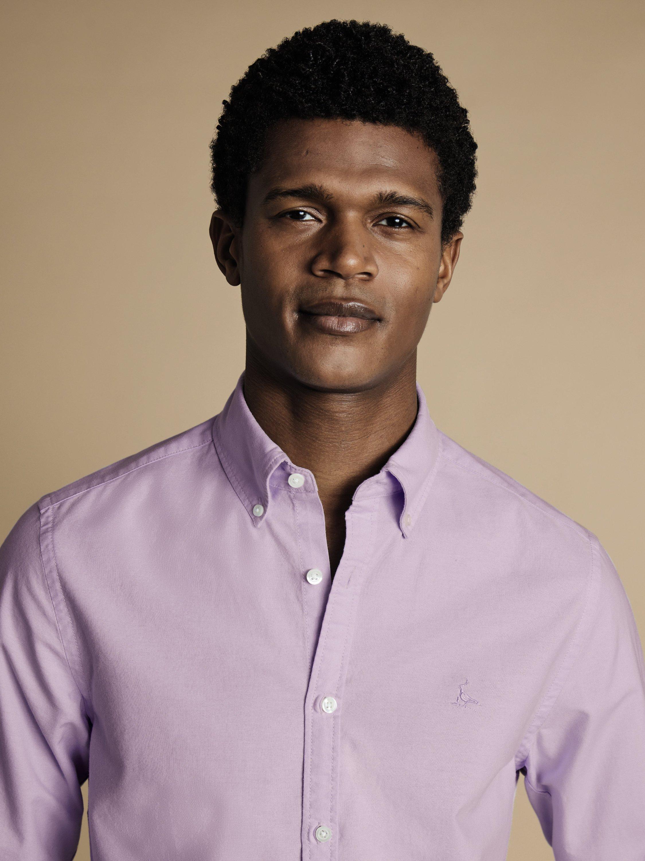 Product image 2 of 6, which shows Charles Tyrwhitt Regular Fit Button Down Collar Cotton Shirt, Lilac Purple, XXXL