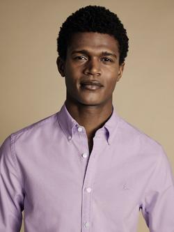 Charles Tyrwhitt Regular Fit Button Down Collar Cotton Shirt - view 2, Lilac Purple