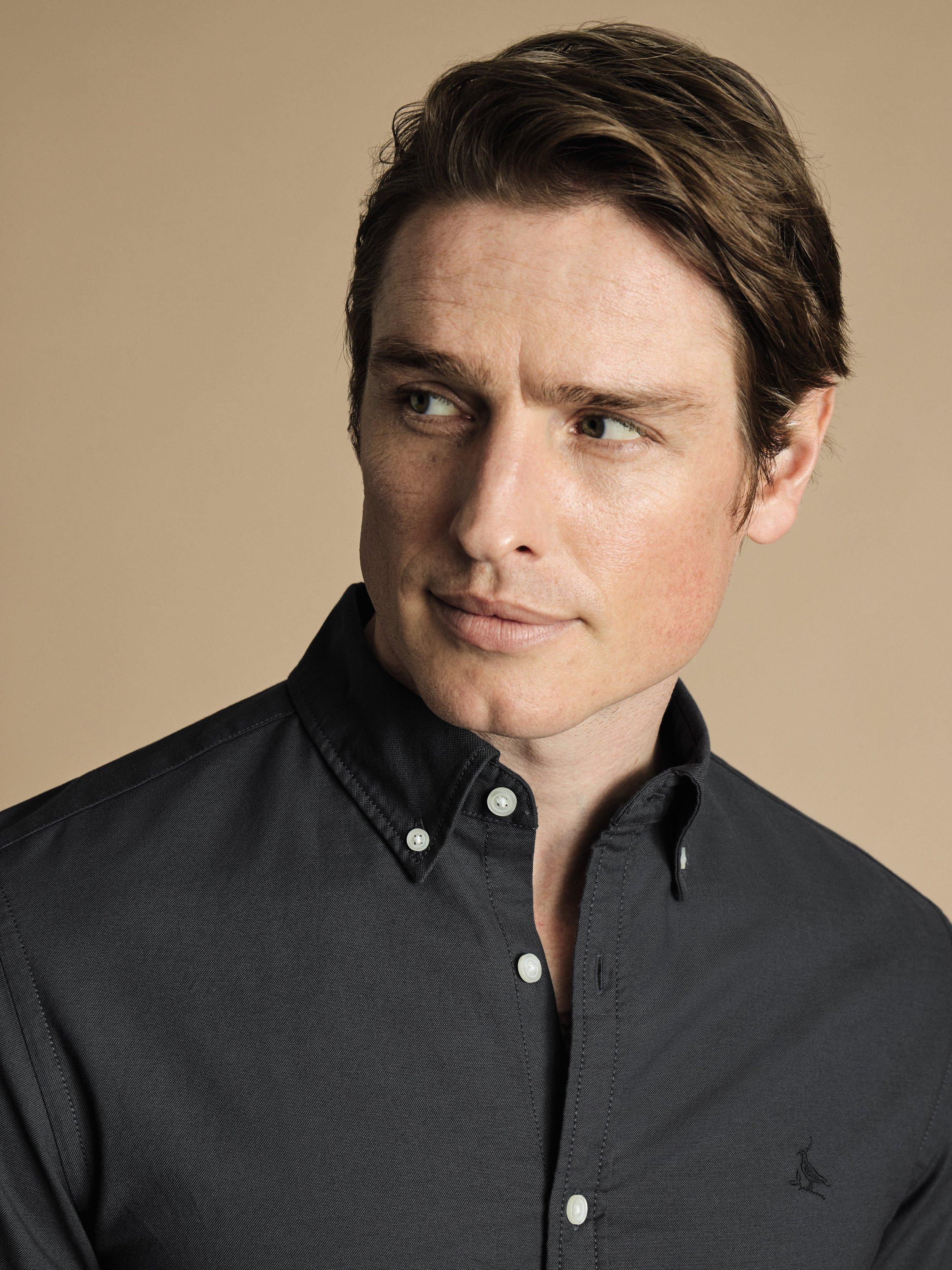 Product image 2 of 6, which shows Charles Tyrwhitt Regular Fit Button Down Collar Cotton Shirt, Slate Grey, M