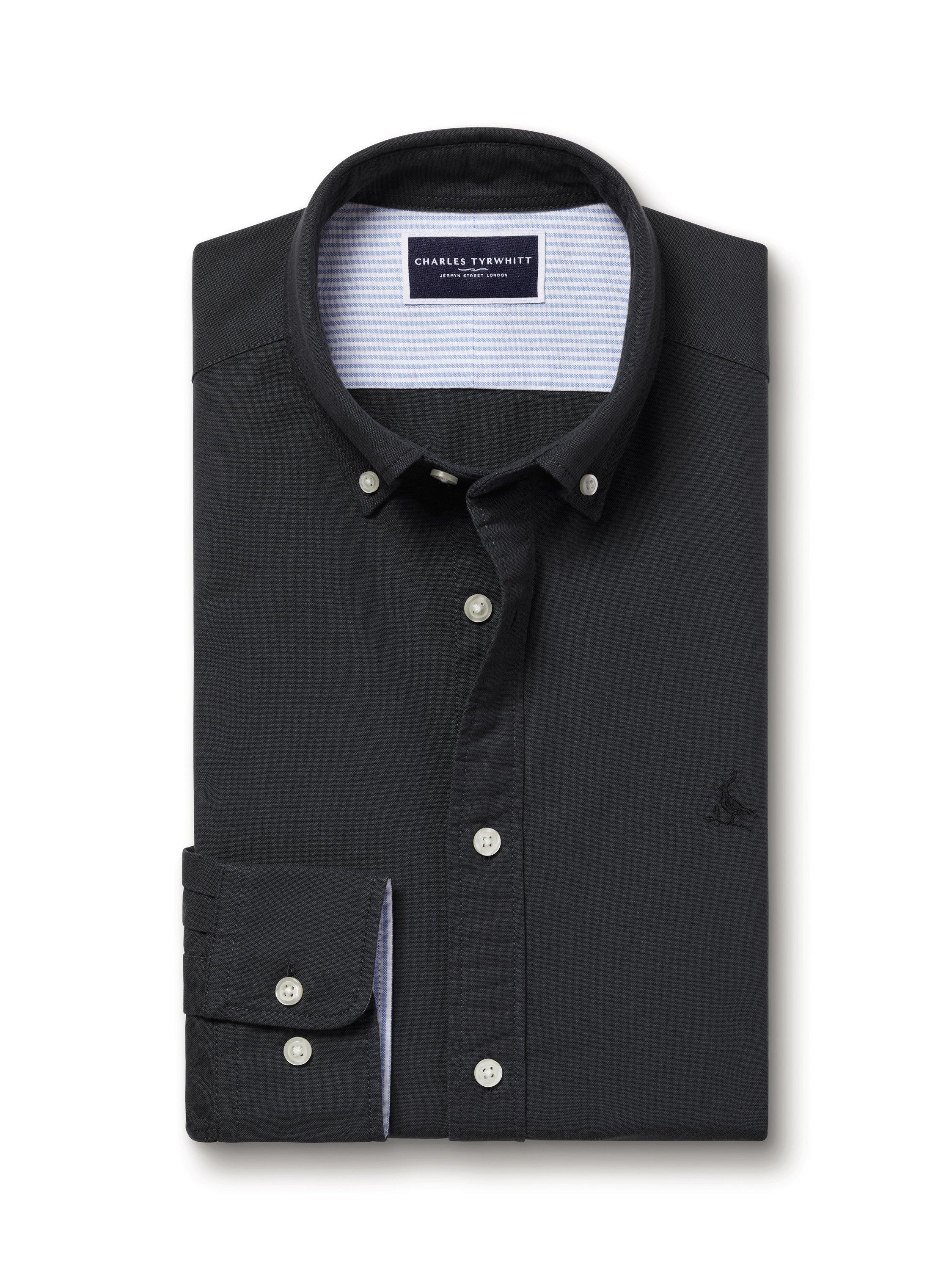 Product image 6 of 6, which shows Charles Tyrwhitt Regular Fit Button Down Collar Cotton Shirt, Slate Grey, M