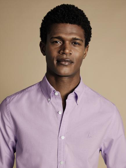 Charles Tyrwhitt Slim Fit Button Down Collar Cotton Shirt - view 2, Lilac Purple