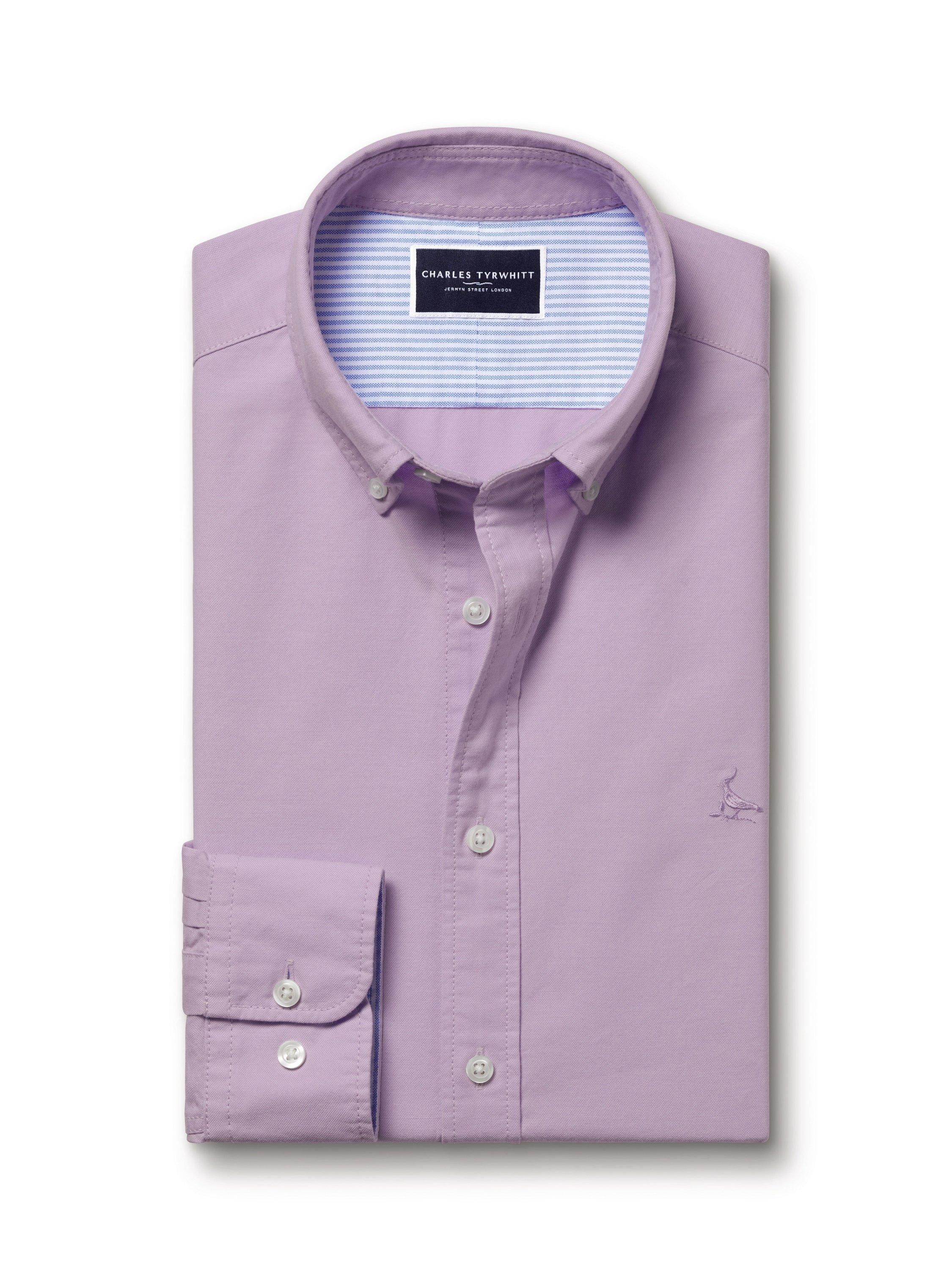 Product image 7 of 7, which shows Charles Tyrwhitt Slim Fit Button Down Collar Cotton Shirt, Lilac Purple, L