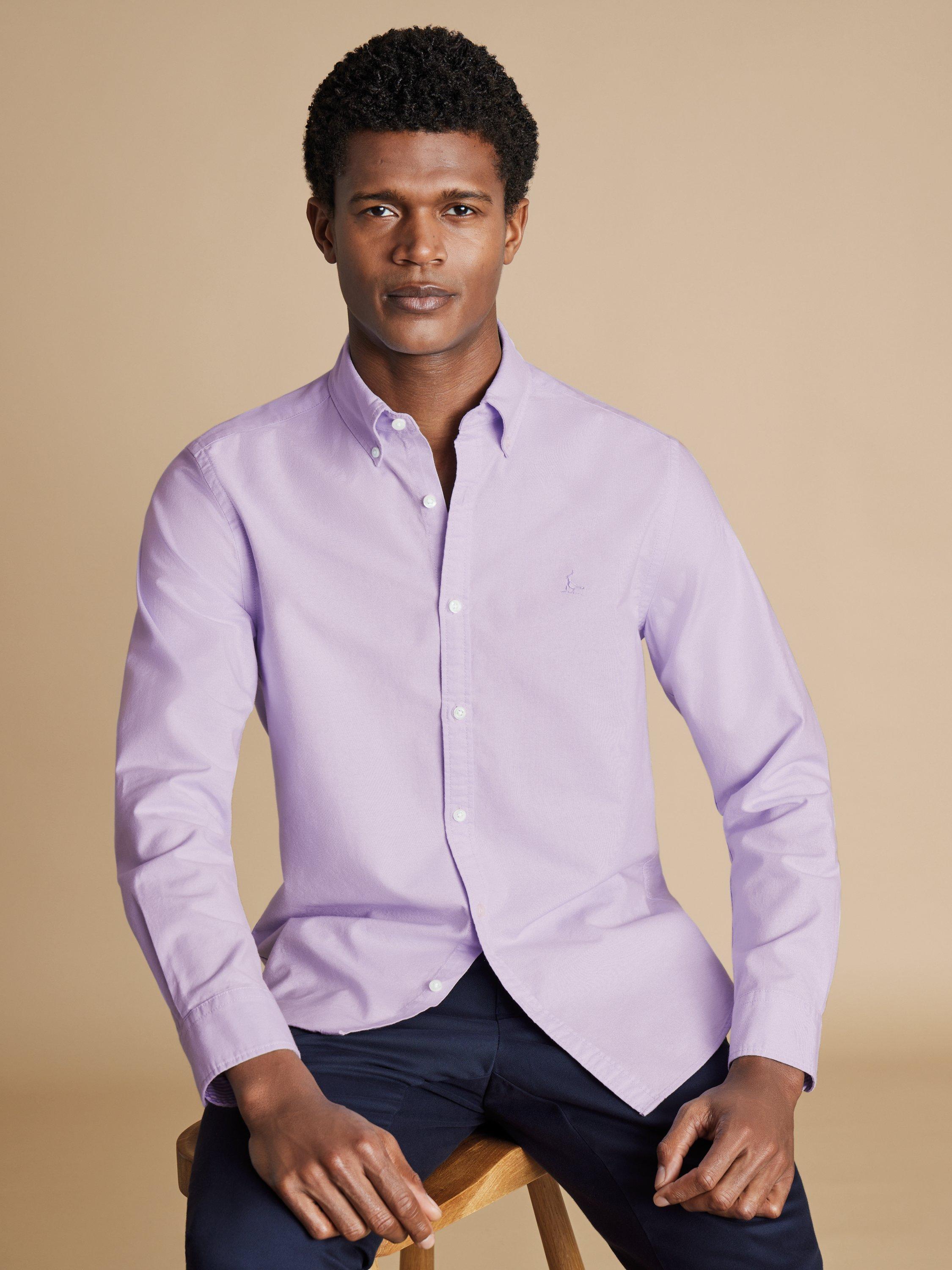 Product image 6 of 7, which shows Charles Tyrwhitt Slim Fit Button Down Collar Cotton Shirt, Lilac Purple, L