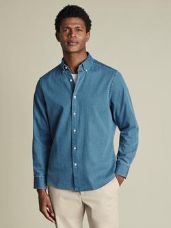 Charles Tyrwhitt Regular Fit Button Down Collar Denim Shirt, Ocean Blue