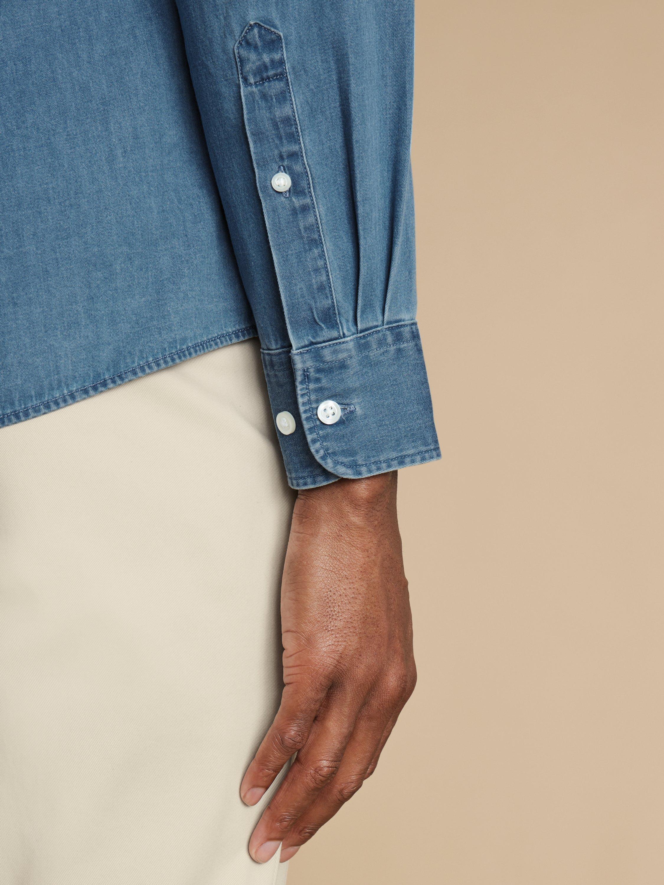 Product image 3 of 6, which shows Charles Tyrwhitt Regular Fit Button Down Collar Denim Shirt, Ocean Blue, XL