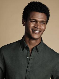 Charles Tyrwhitt Regular Fit Button Down Collar Cotton Shirt - view 2, Sage Green