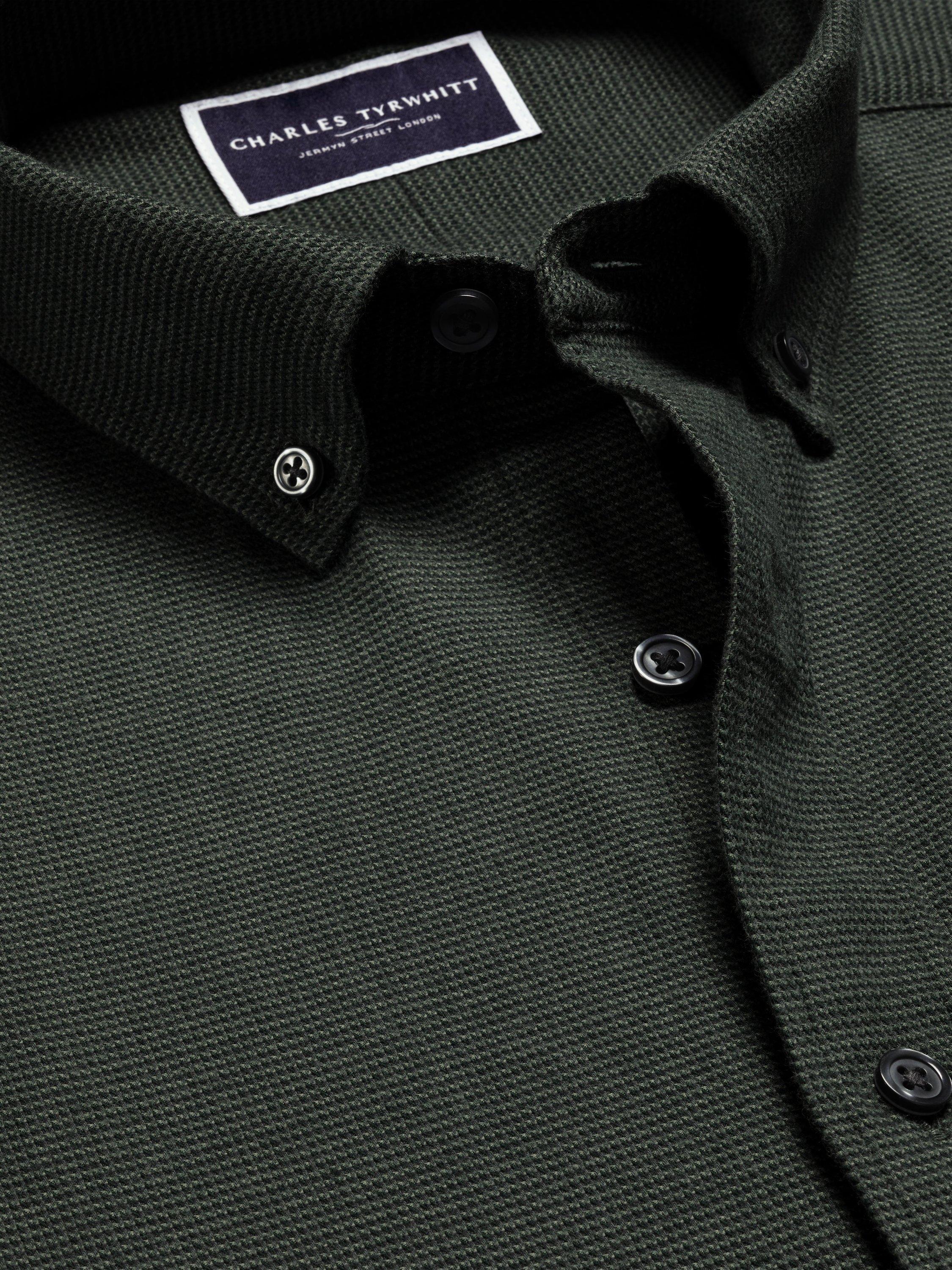 Product image 3 of 6, which shows Charles Tyrwhitt Regular Fit Button Down Collar Cotton Shirt, Sage Green, XL