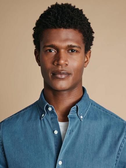 Charles Tyrwhitt Slim Fit Cotton Shirt - view 2, Ocean Blue