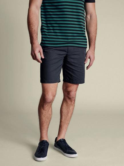 Charles Tyrwhitt Regular Fit Cotton Linen Blend Shorts, Ink Blue, Ink Blue