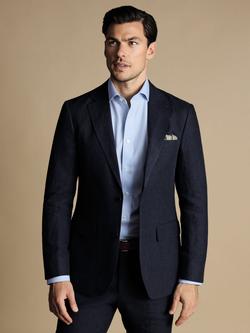 Charles Tyrwhitt Single Breasted Linen Blazer, Dark Navy, Dark Navy