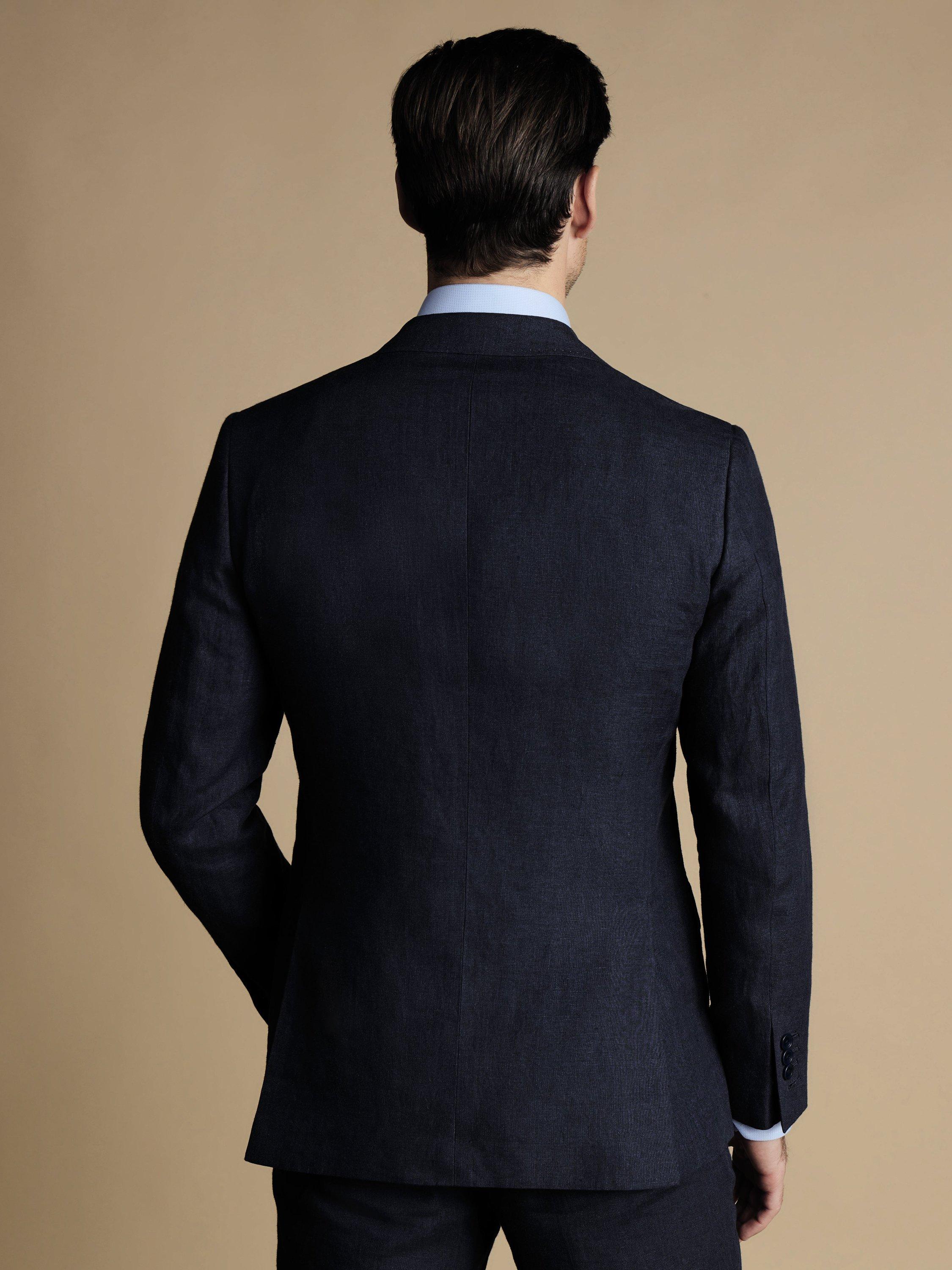 Product image 2 of 4, which shows Charles Tyrwhitt Single Breasted Linen Blazer, Dark Navy, 36R