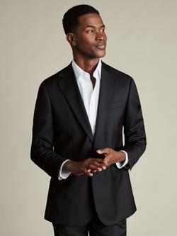 Charles Tyrwhitt Regular Fit Single Breasted Wool Blazer, Black, Black