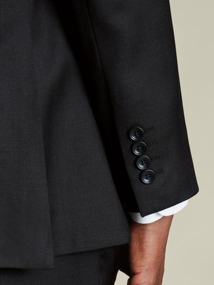 Charles Tyrwhitt Regular Fit Single Breasted Wool Blazer, Black - view 2, Black