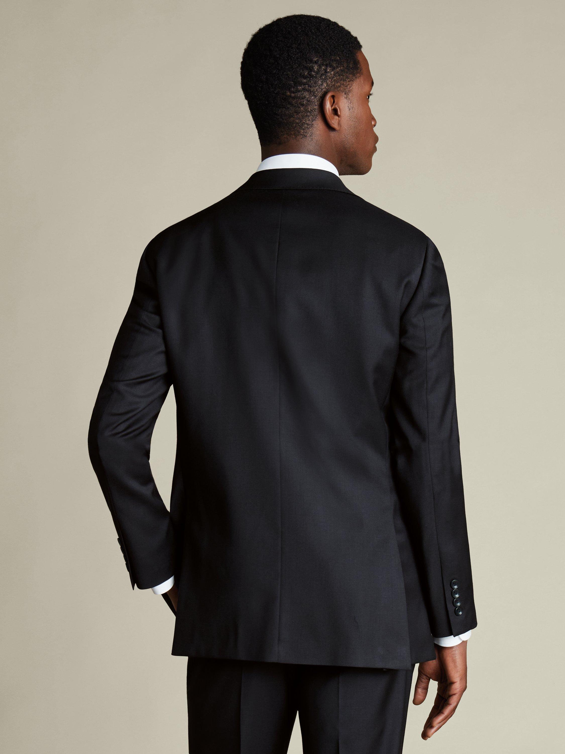 Product image 3 of 7, which shows Charles Tyrwhitt Regular Fit Single Breasted Wool Blazer, Black, 36S