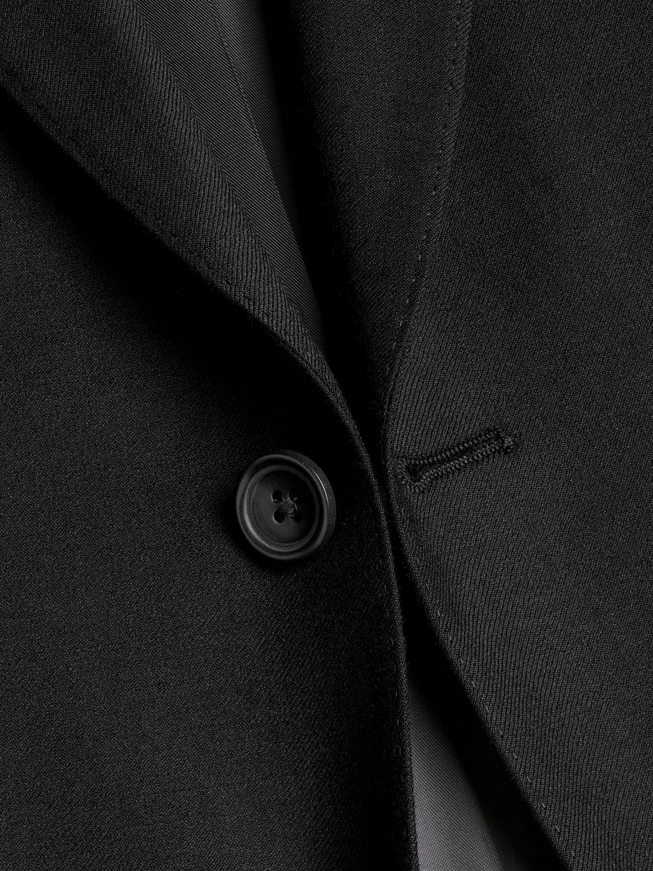 Product image 4 of 7, which shows Charles Tyrwhitt Regular Fit Single Breasted Wool Blazer, Black, 36S