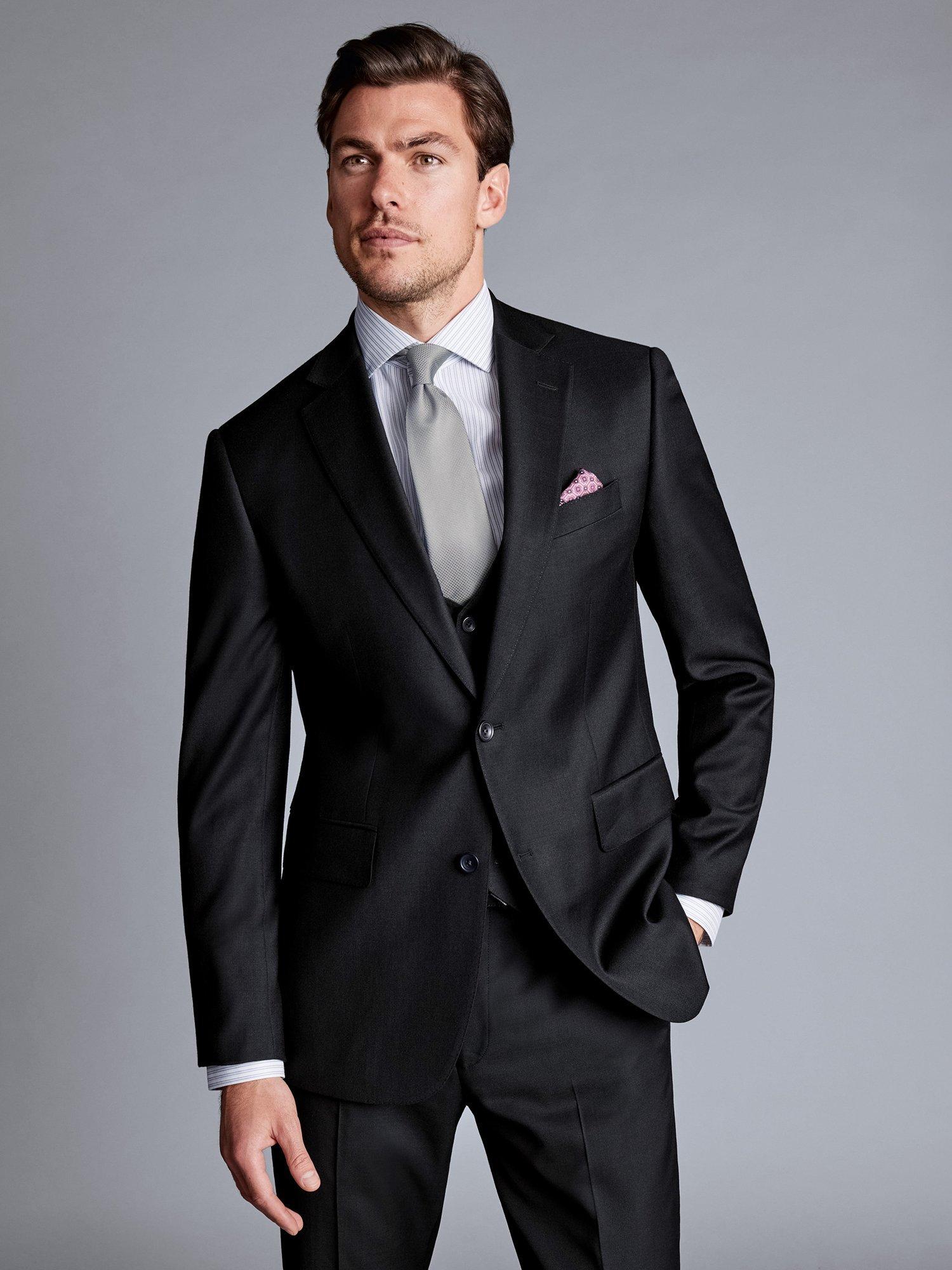 Product image 7 of 7, which shows Charles Tyrwhitt Regular Fit Single Breasted Wool Blazer, Black, 36S