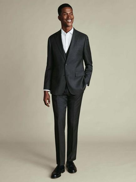Charles Tyrwhitt Single Breasted Wool Waistcoat, Charcoal Grey - view 2, Charcoal Grey