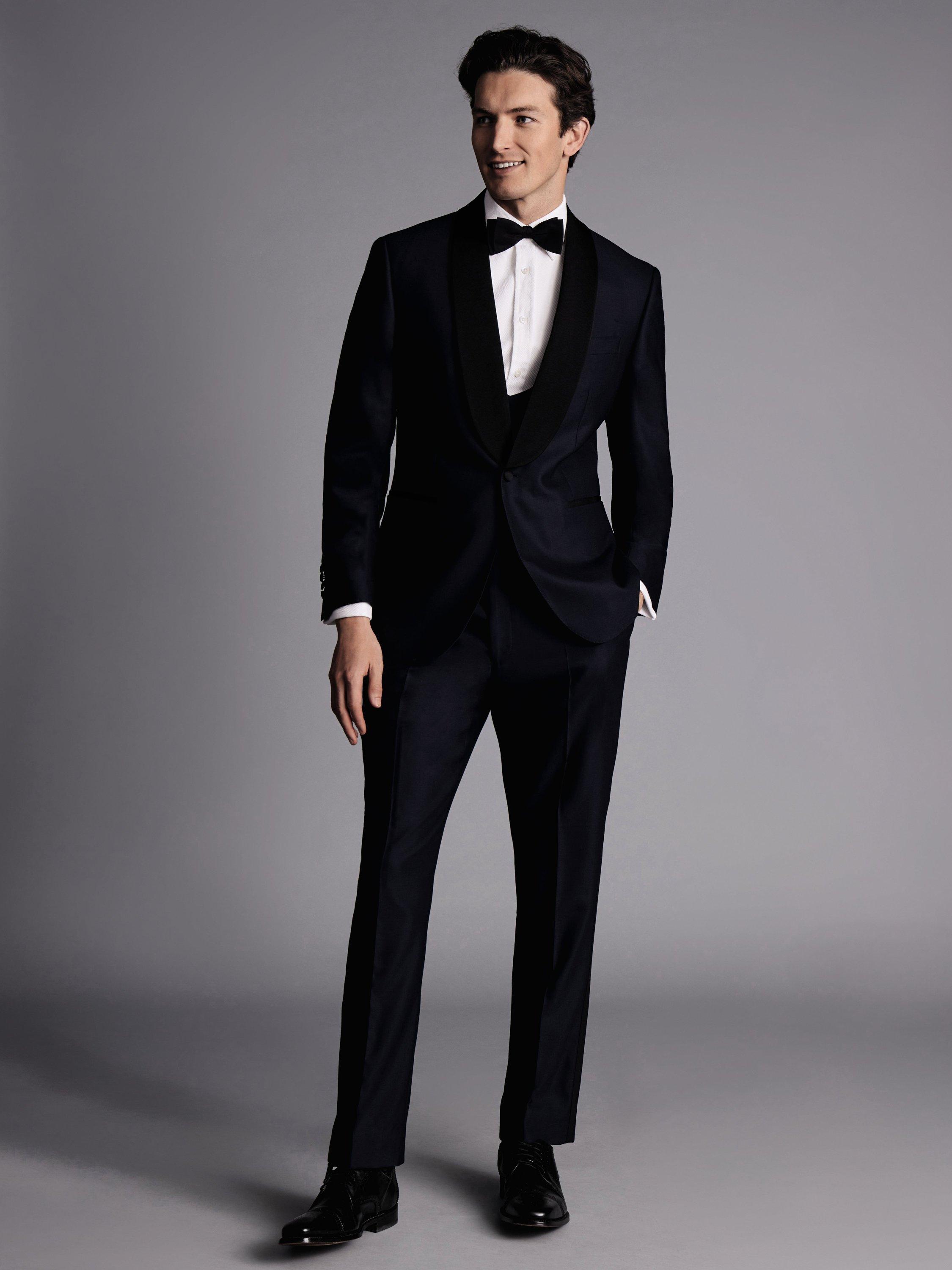 Product image 2 of 2, which shows Charles Tyrwhitt Double Breasted Wool Waistcoat, Dark Navy, 36R