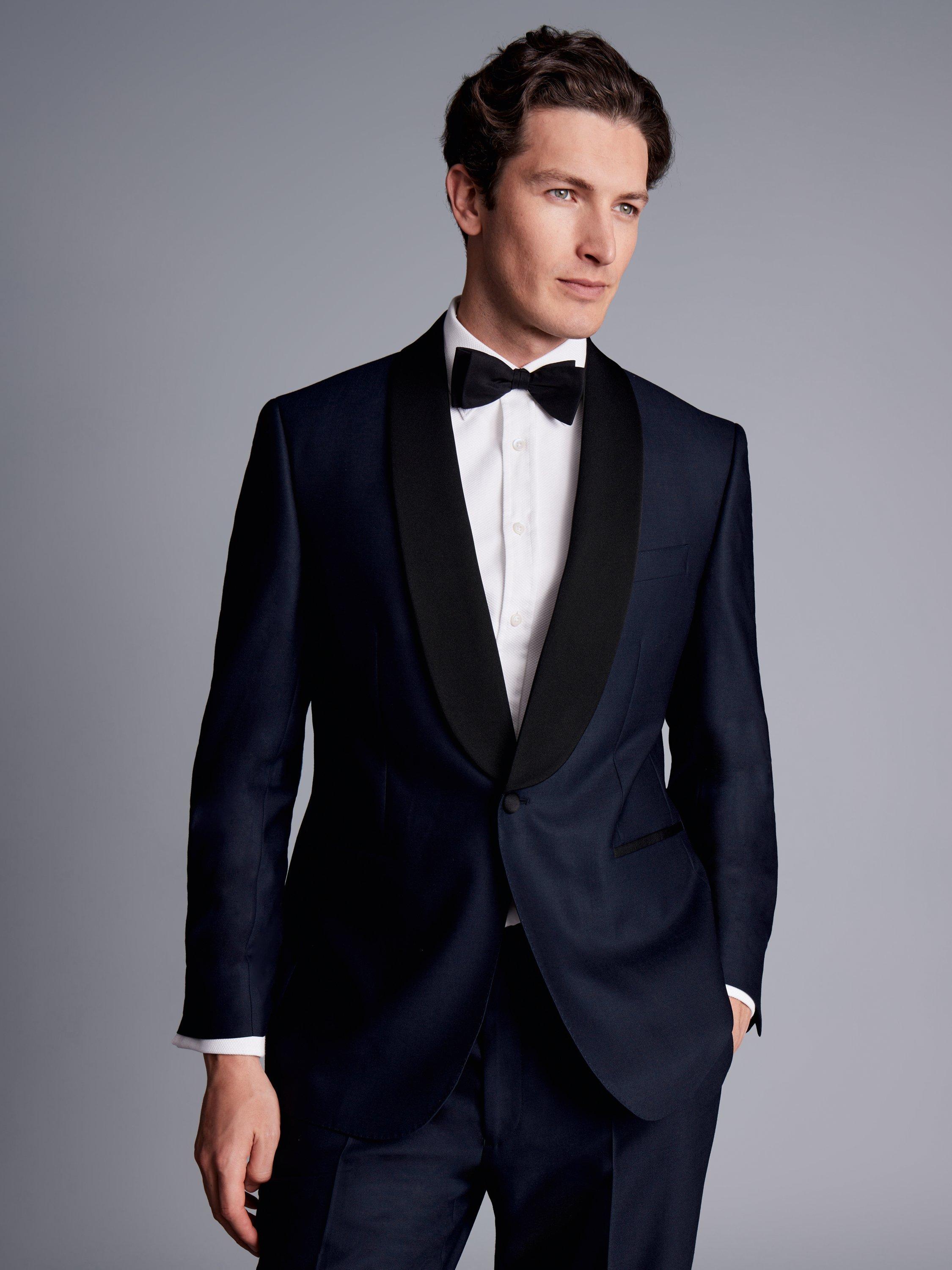 Product image 4 of 5, which shows Charles Tyrwhitt Single Breasted Wool Dinner Jacket, Dark Navy, 36R