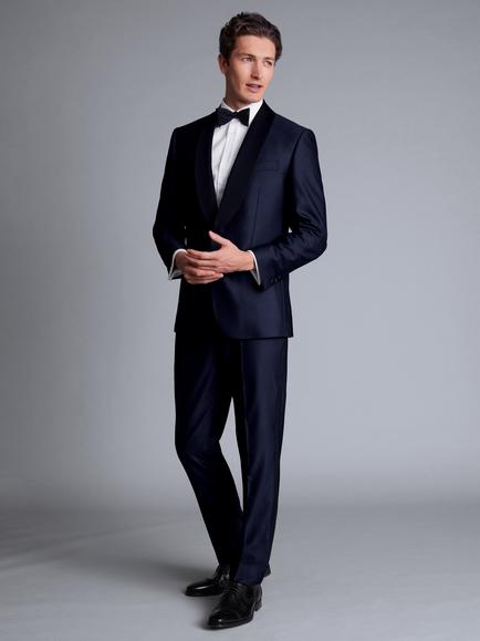 Charles Tyrwhitt Slim Fit Wool Suit Trousers - view 2, Dark Navy