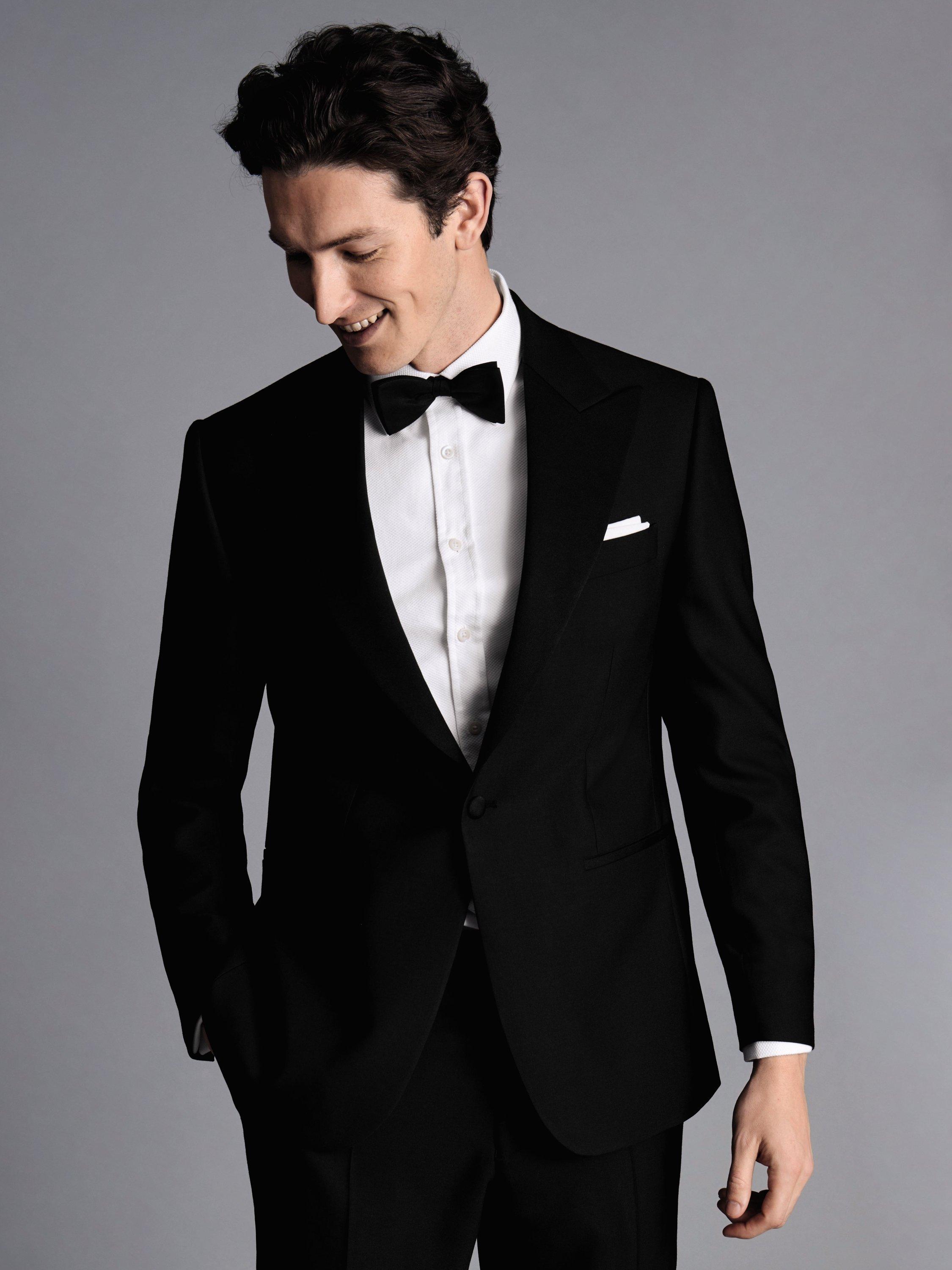 Product image 1 of 6, which shows Charles Tyrwhitt Slim Fit Single Breasted Wool Dinner Jacket, Black, 36R