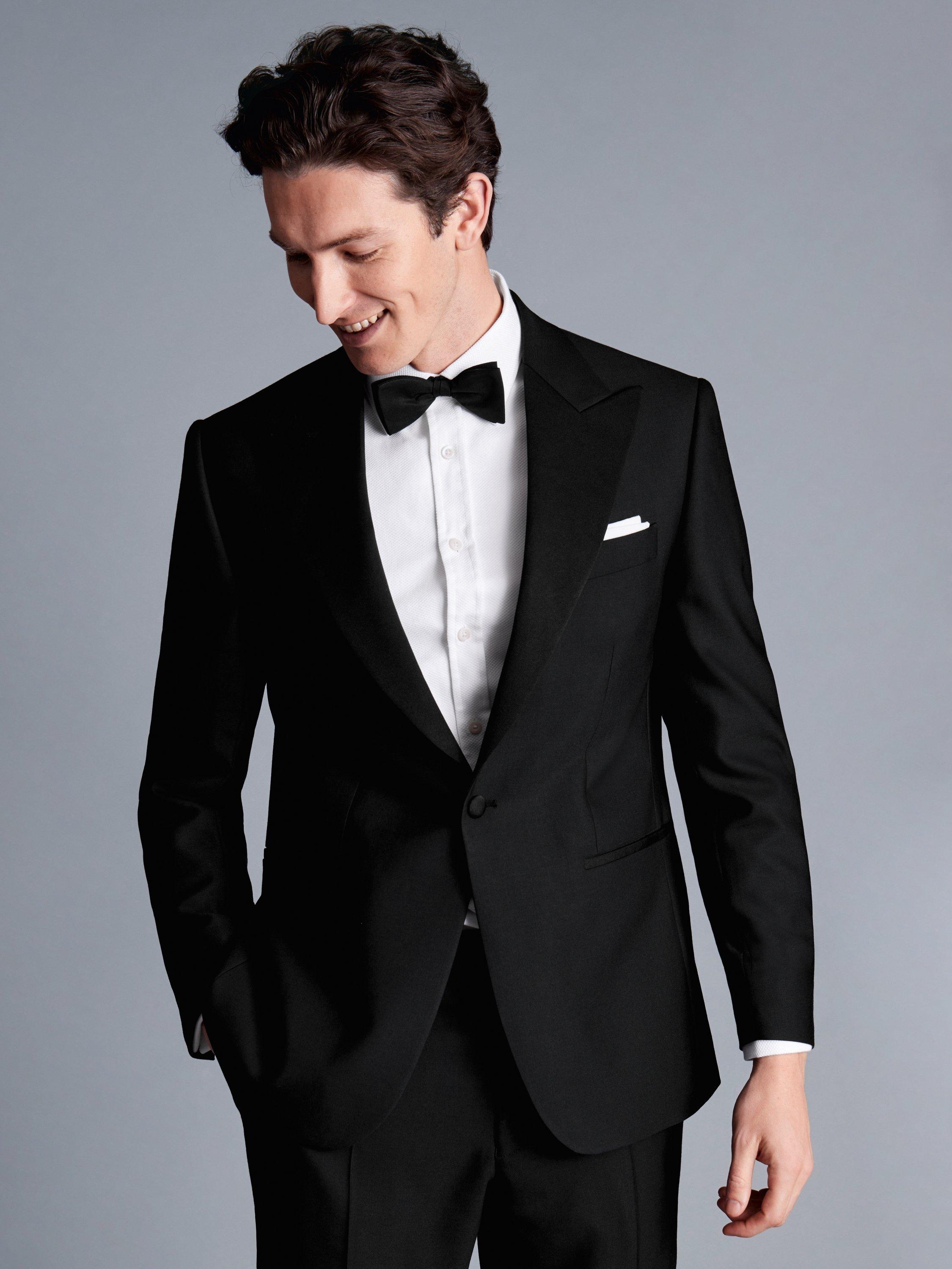 Product image 5 of 6, which shows Charles Tyrwhitt Slim Fit Single Breasted Wool Dinner Jacket, Black, 36R