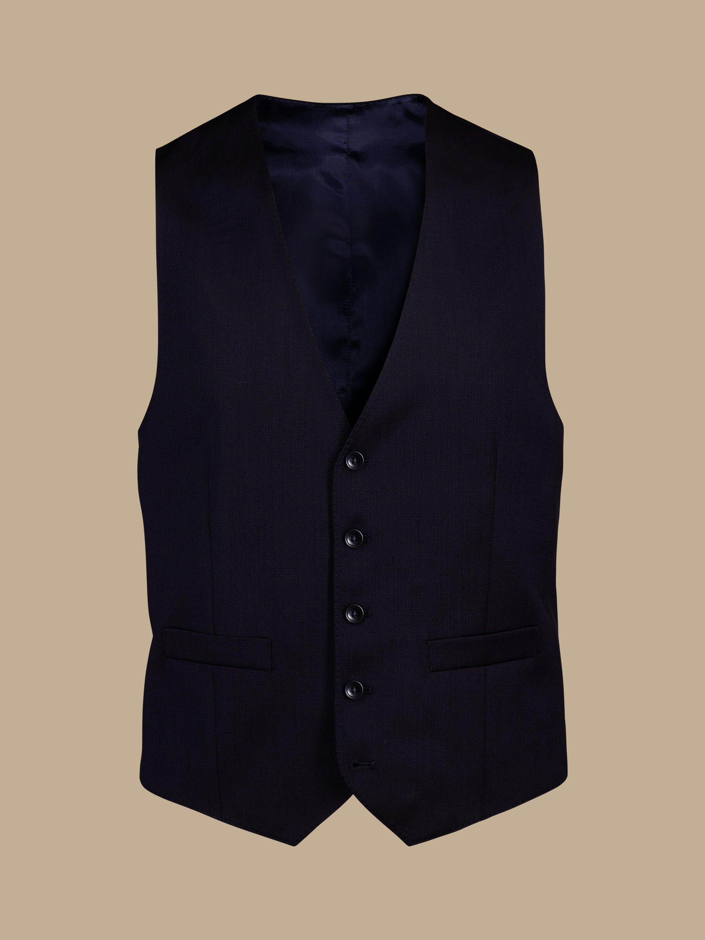 Product image 1 of 2, which shows Charles Tyrwhitt Single Breasted Wool Waistcoat, Dark Navy, 36R