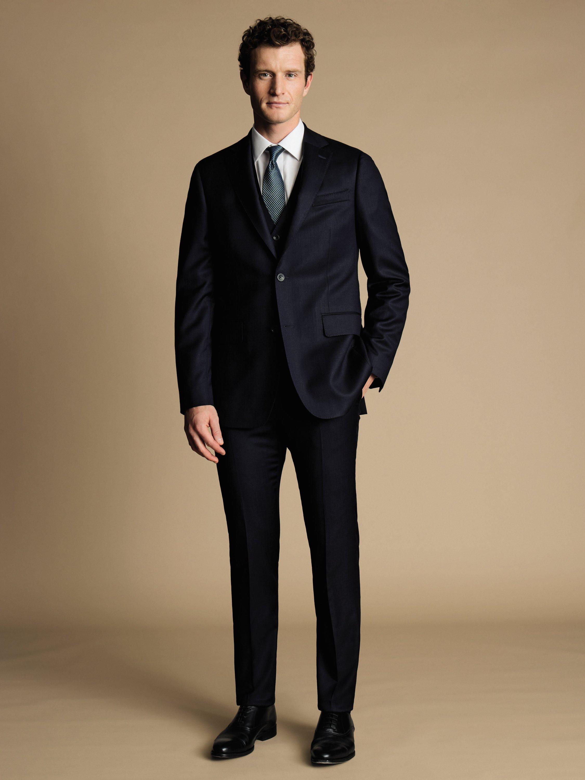 Product image 2 of 2, which shows Charles Tyrwhitt Single Breasted Wool Waistcoat, Dark Navy, 36R