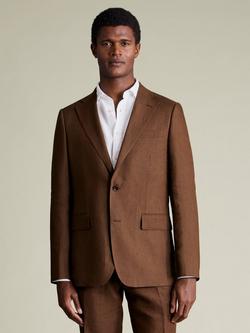 Charles Tyrwhitt Single Breasted Linen Blazer, Rust