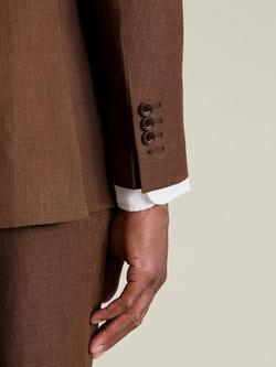 Charles Tyrwhitt Single Breasted Linen Blazer - view 2, Rust