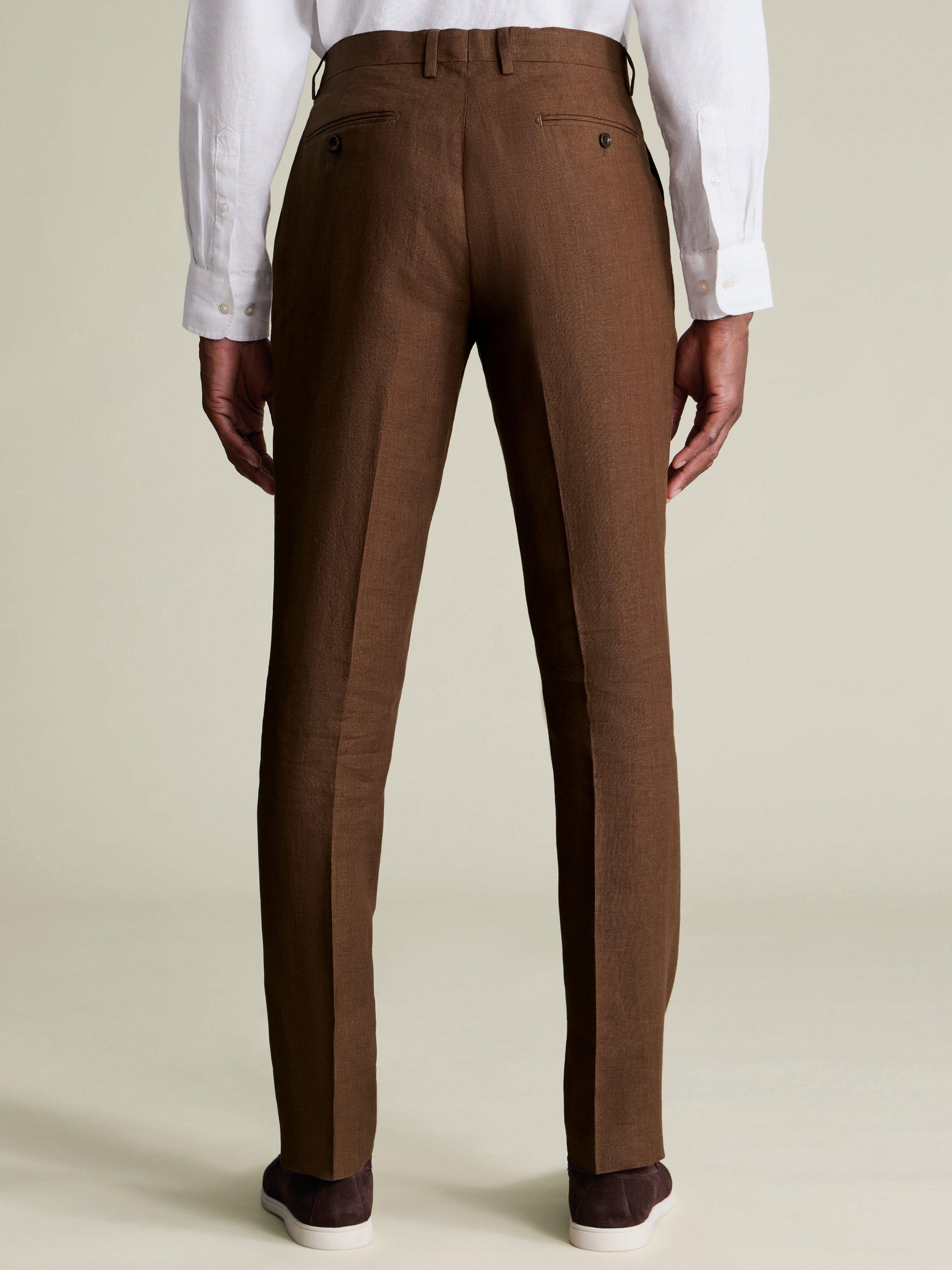 Product image 2 of 4, which shows Charles Tyrwhitt Linen Suit Trousers, Rust, 30S