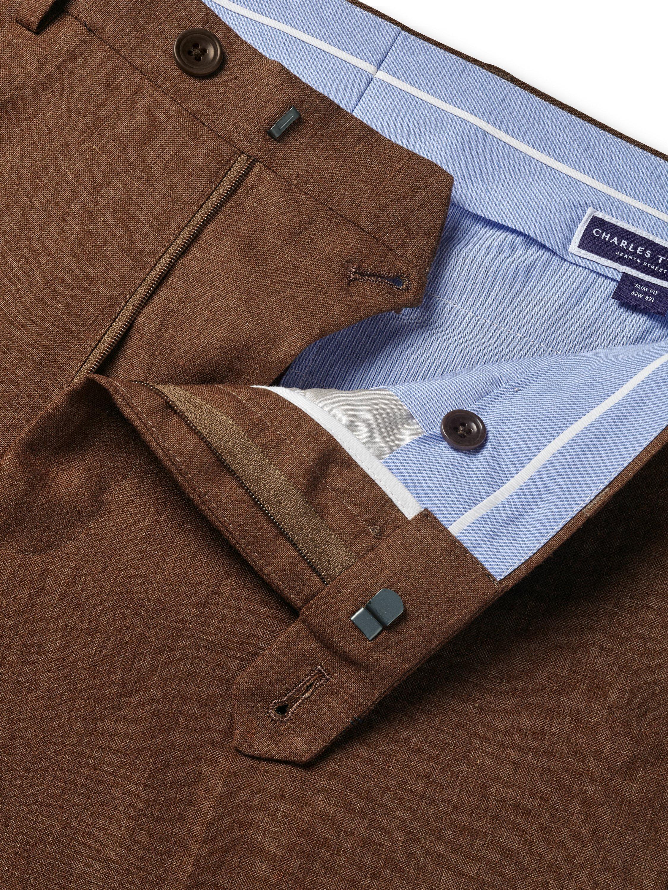 Product image 3 of 4, which shows Charles Tyrwhitt Linen Suit Trousers, Rust, 30S