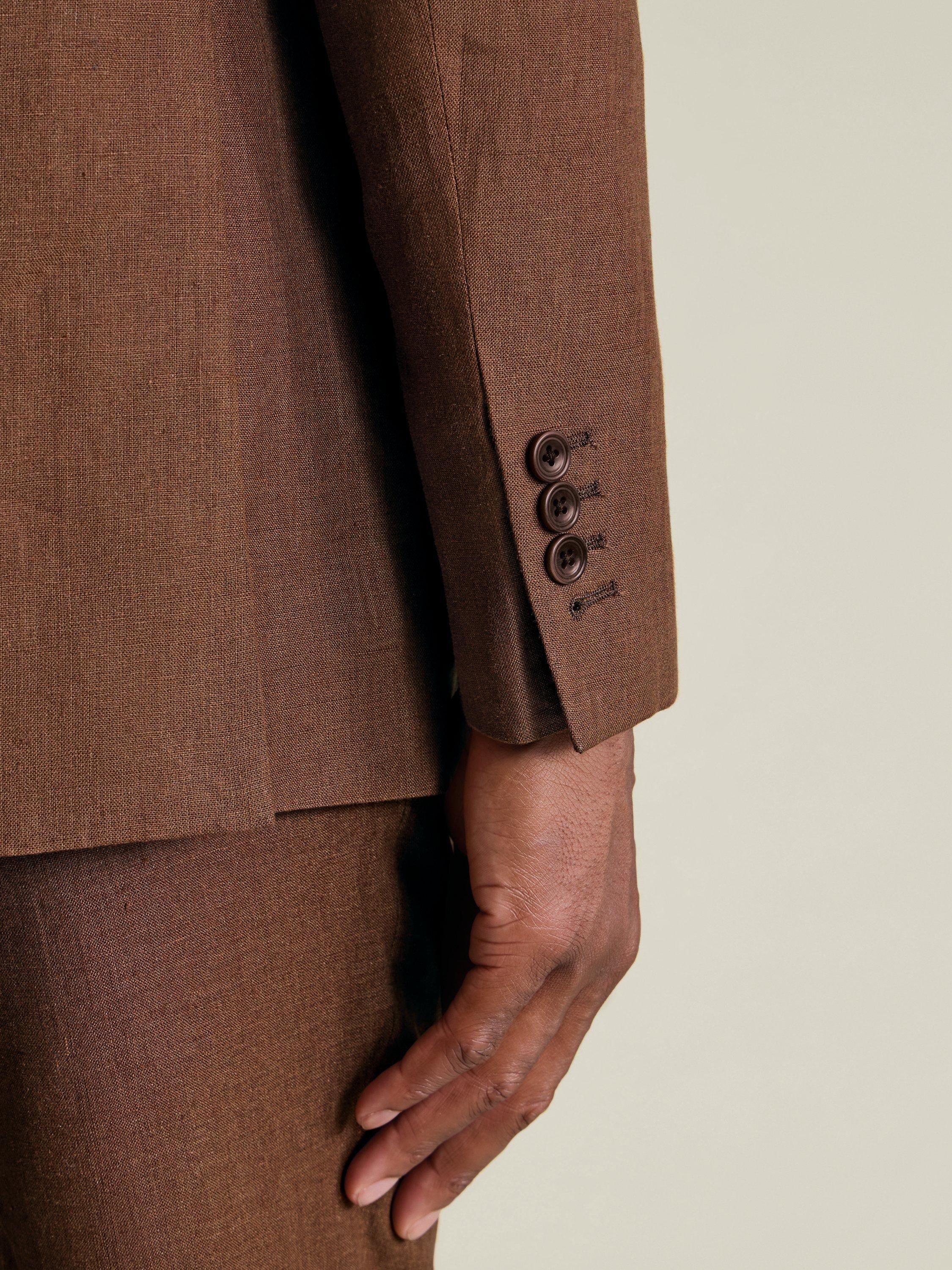 Product image 2 of 5, which shows Charles Tyrwhitt Double Breasted Linen Blazer, Rust, 36R