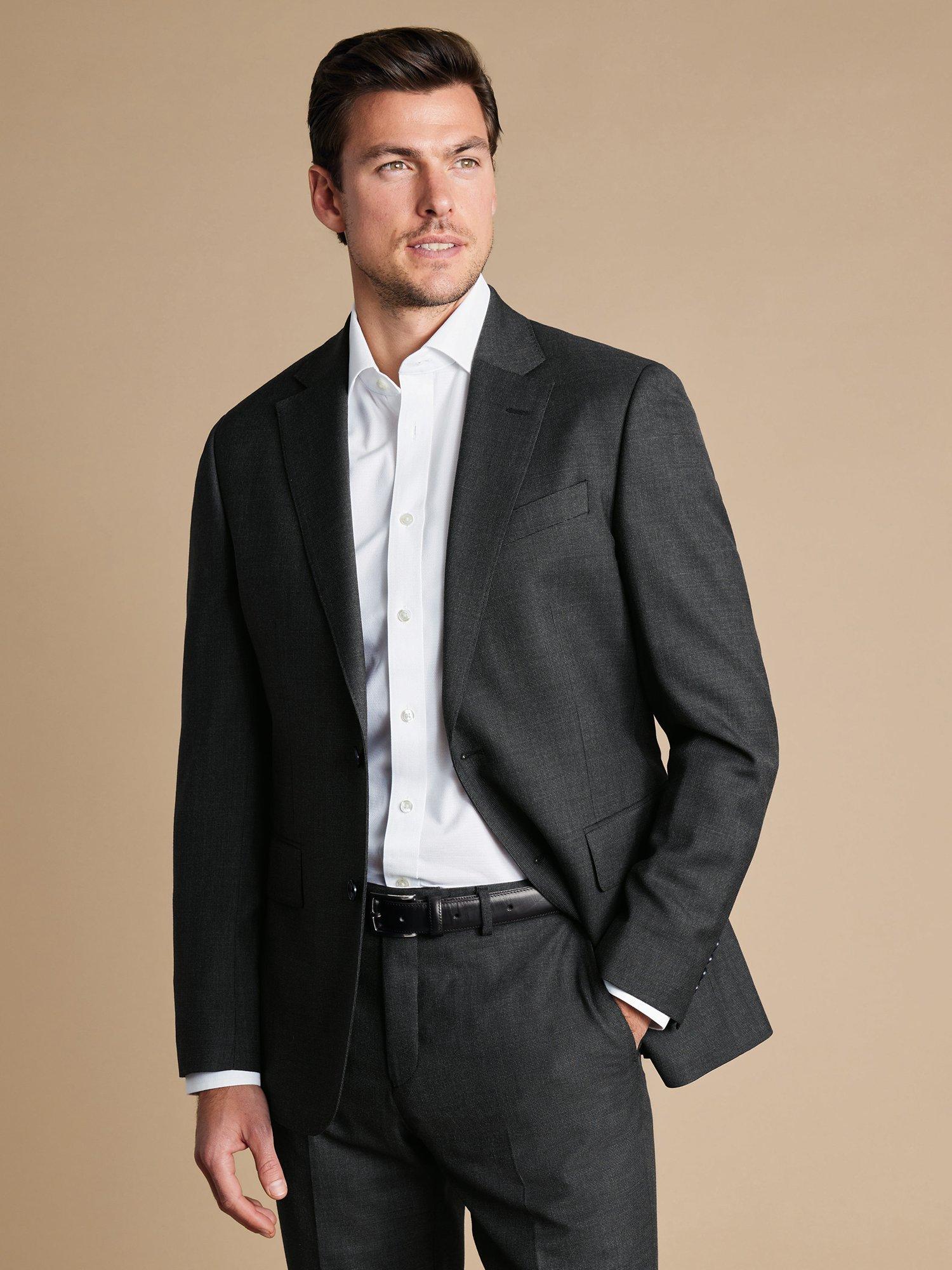 Product image 1 of 4, which shows Charles Tyrwhitt Slim Fit Single Breasted Wool Blazer, Charcoal Grey, 36R