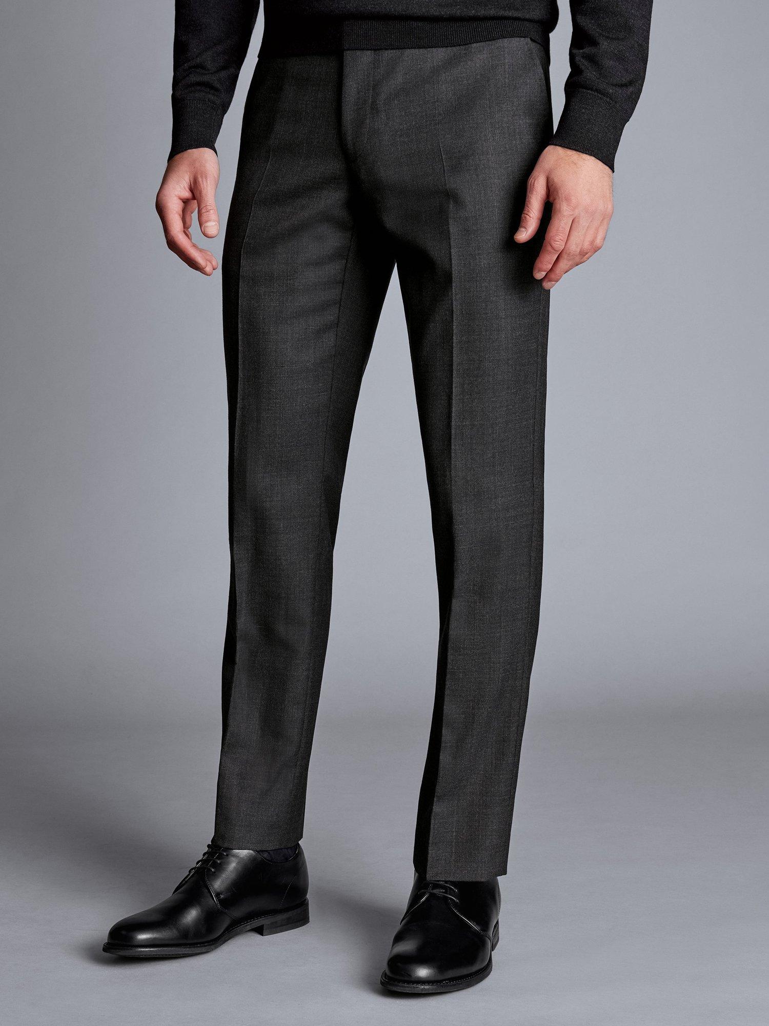 Product image 1 of 6, which shows Charles Tyrwhitt Slim Fit Wool Suit Trousers, Charcoal Grey, 30S