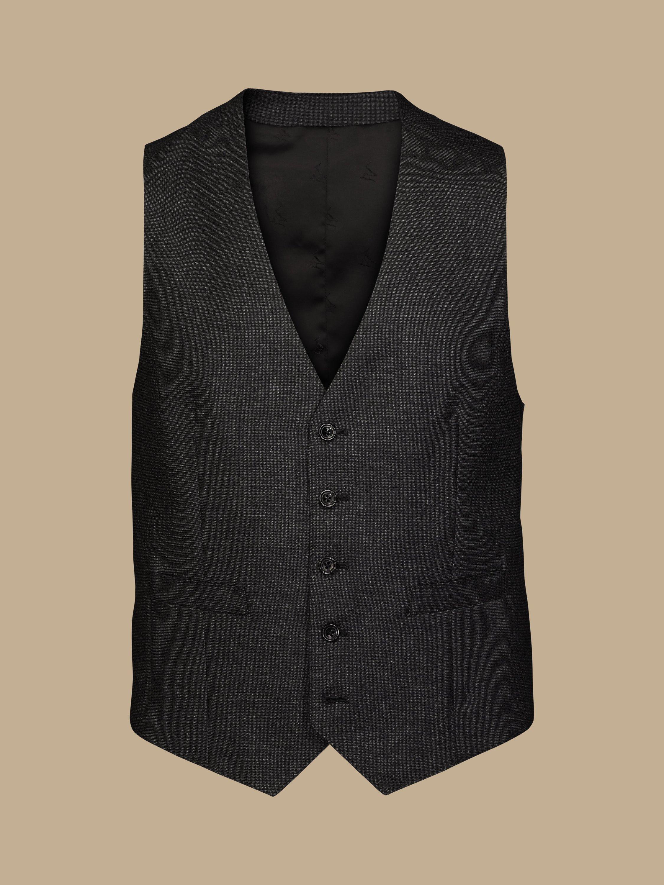 Product image 1 of 4, which shows Charles Tyrwhitt Single Breasted Wool Waistcoat, Charcoal Grey, 36R