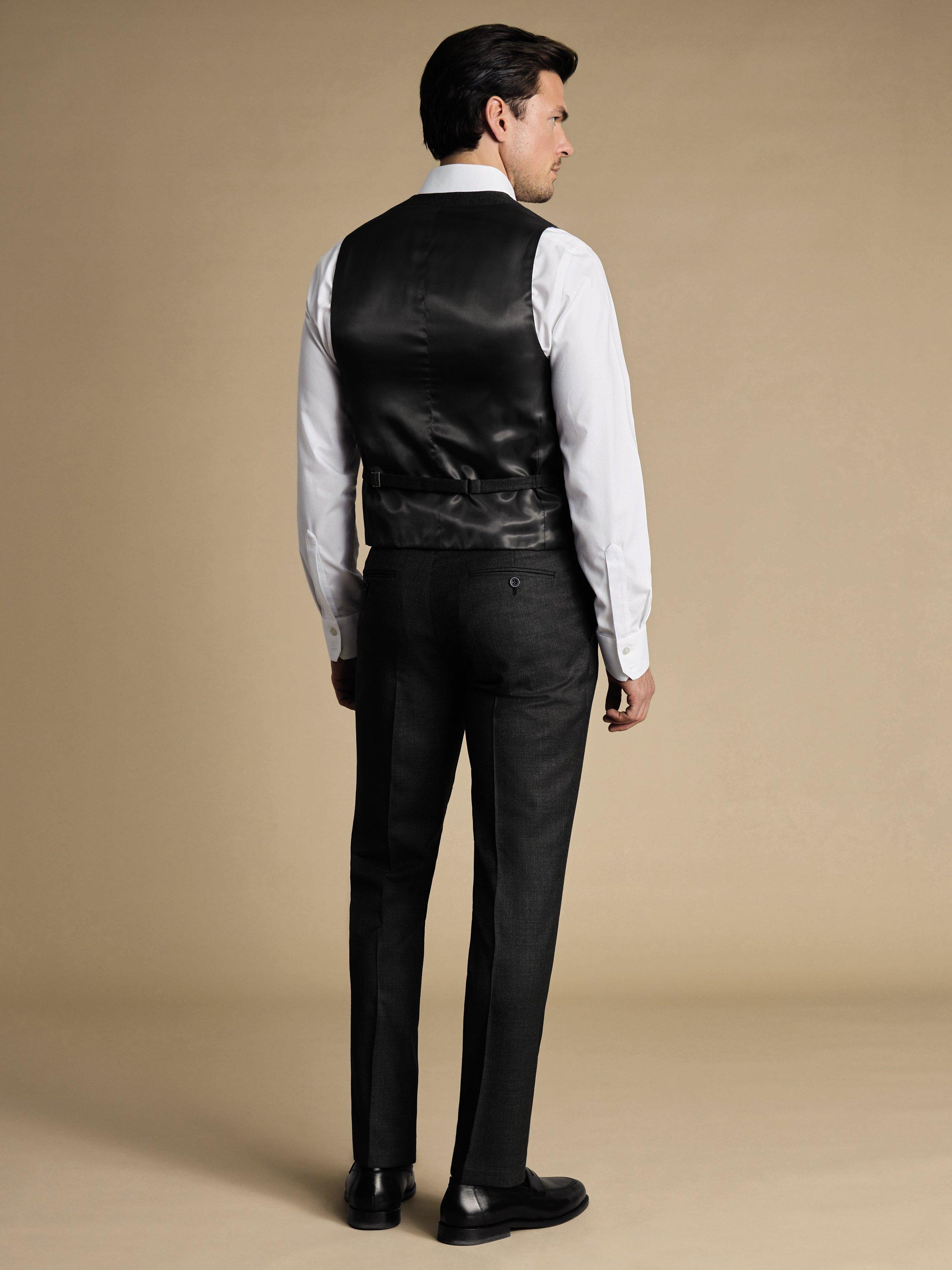 Product image 3 of 4, which shows Charles Tyrwhitt Single Breasted Wool Waistcoat, Charcoal Grey, 36R