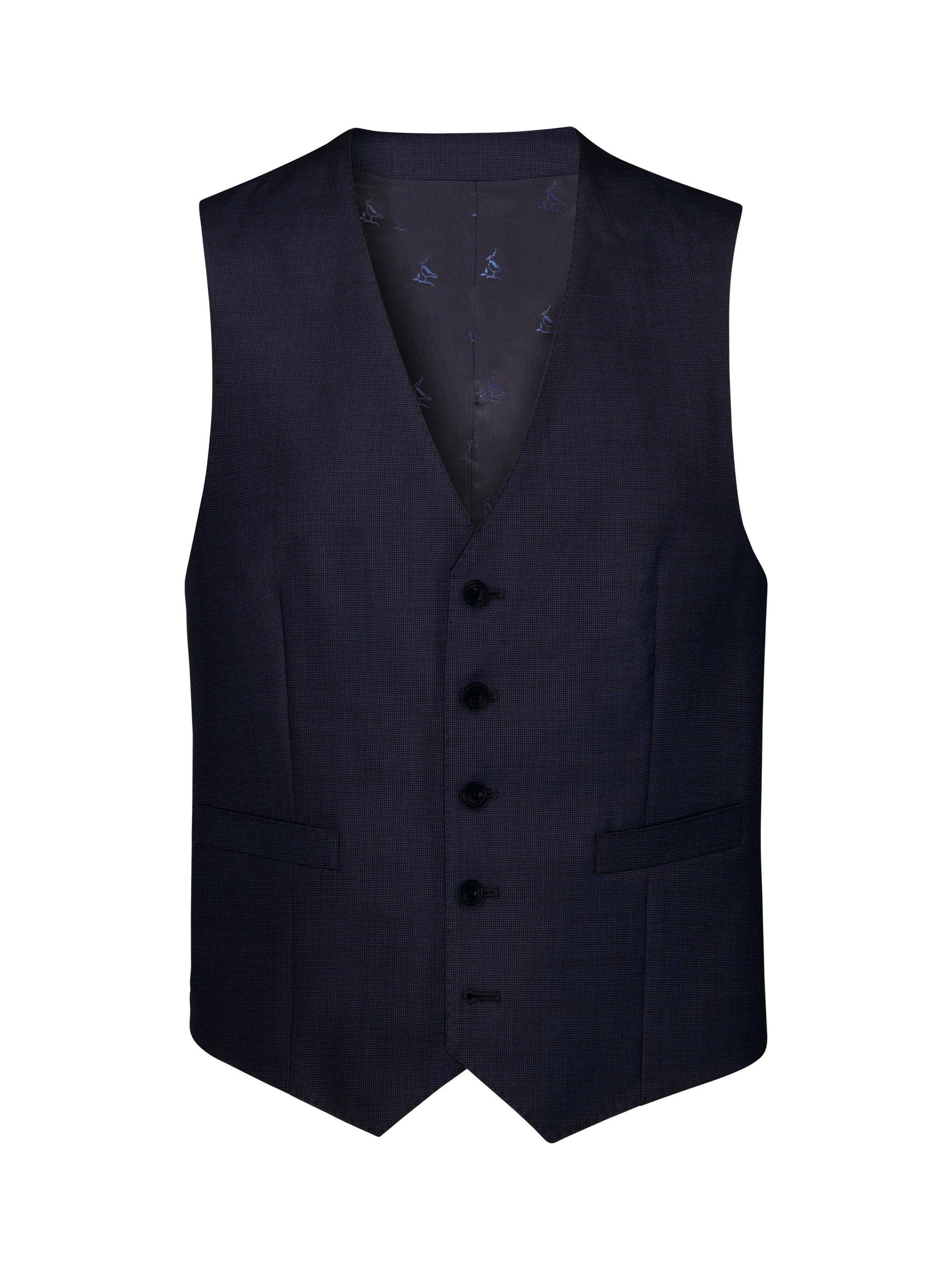 Product image 1 of 3, which shows Charles Tyrwhitt Single Breasted Wool Waistcoat, Indigo Blue, 36R