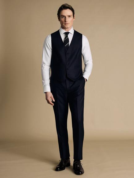 Charles Tyrwhitt Single Breasted Wool Waistcoat, Indigo Blue - view 2, Indigo Blue
