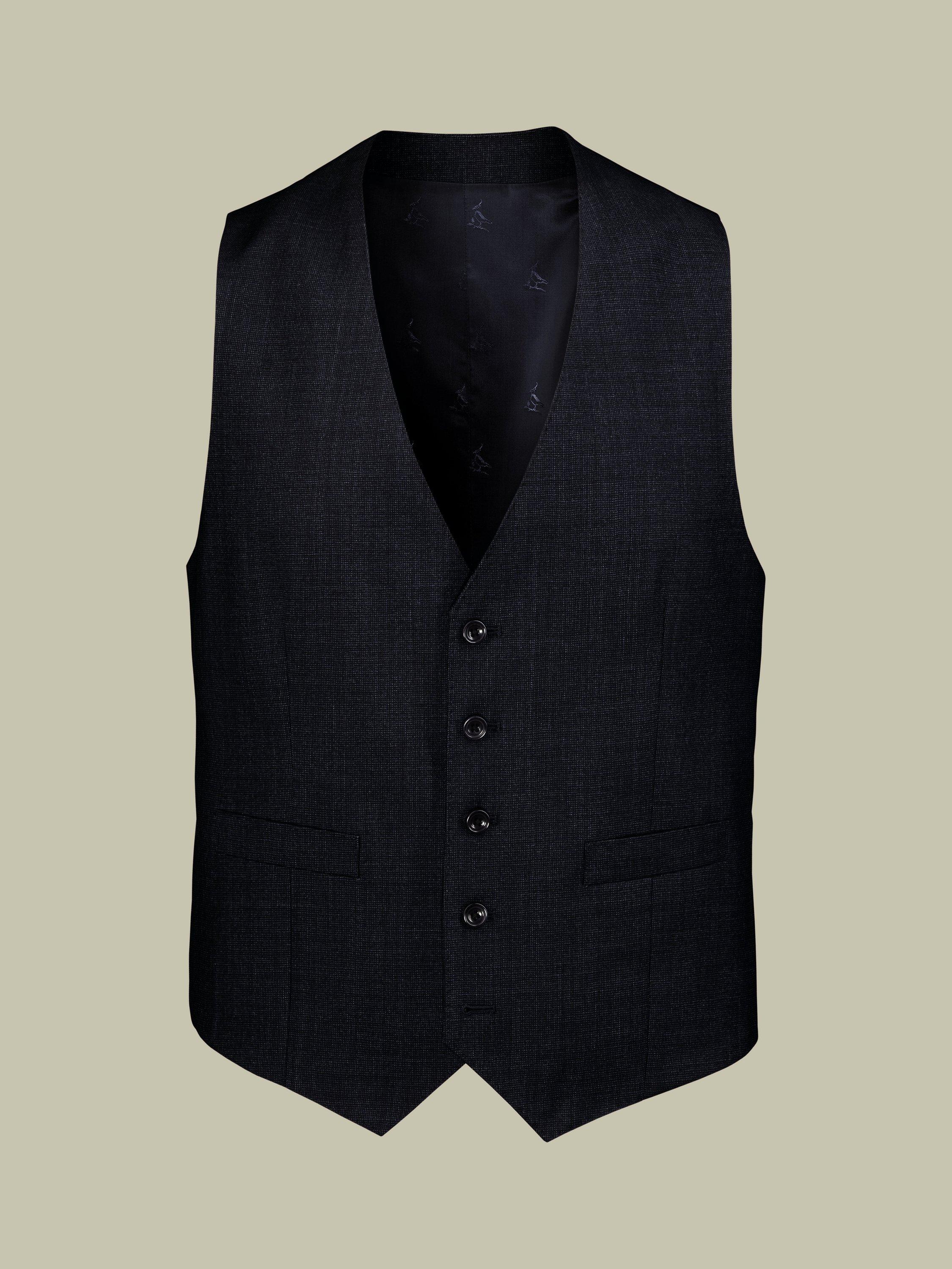 Product image 1 of 4, which shows Charles Tyrwhitt Single Breasted Wool Waistcoat, Navy, 36R
