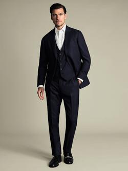 Charles Tyrwhitt Single Breasted Wool Waistcoat - view 2, Navy