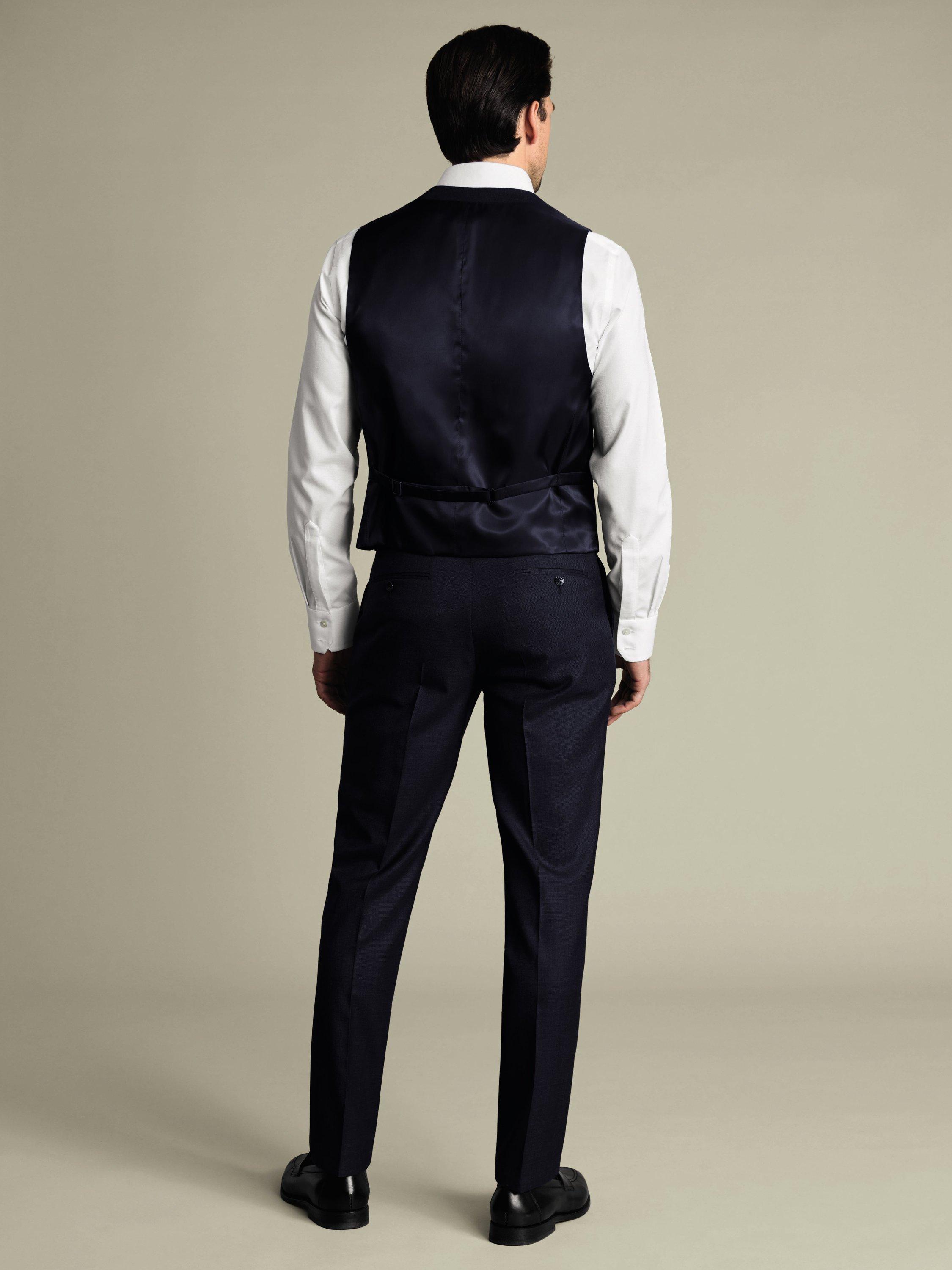 Product image 3 of 4, which shows Charles Tyrwhitt Single Breasted Wool Waistcoat, Navy, 36R