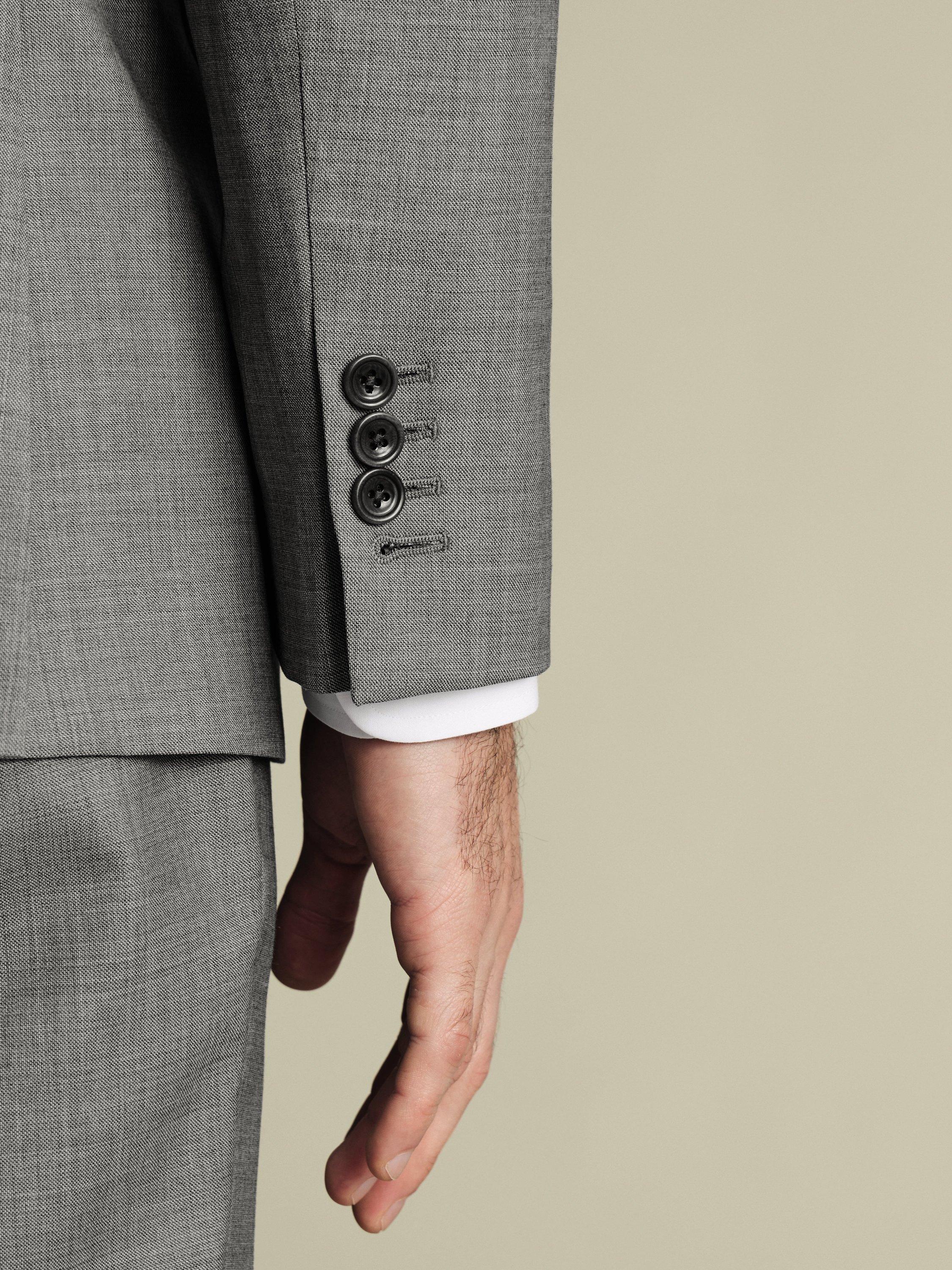 Product image 2 of 7, which shows Charles Tyrwhitt Slim Fit Single Breasted Wool Blazer, Grey, 36S