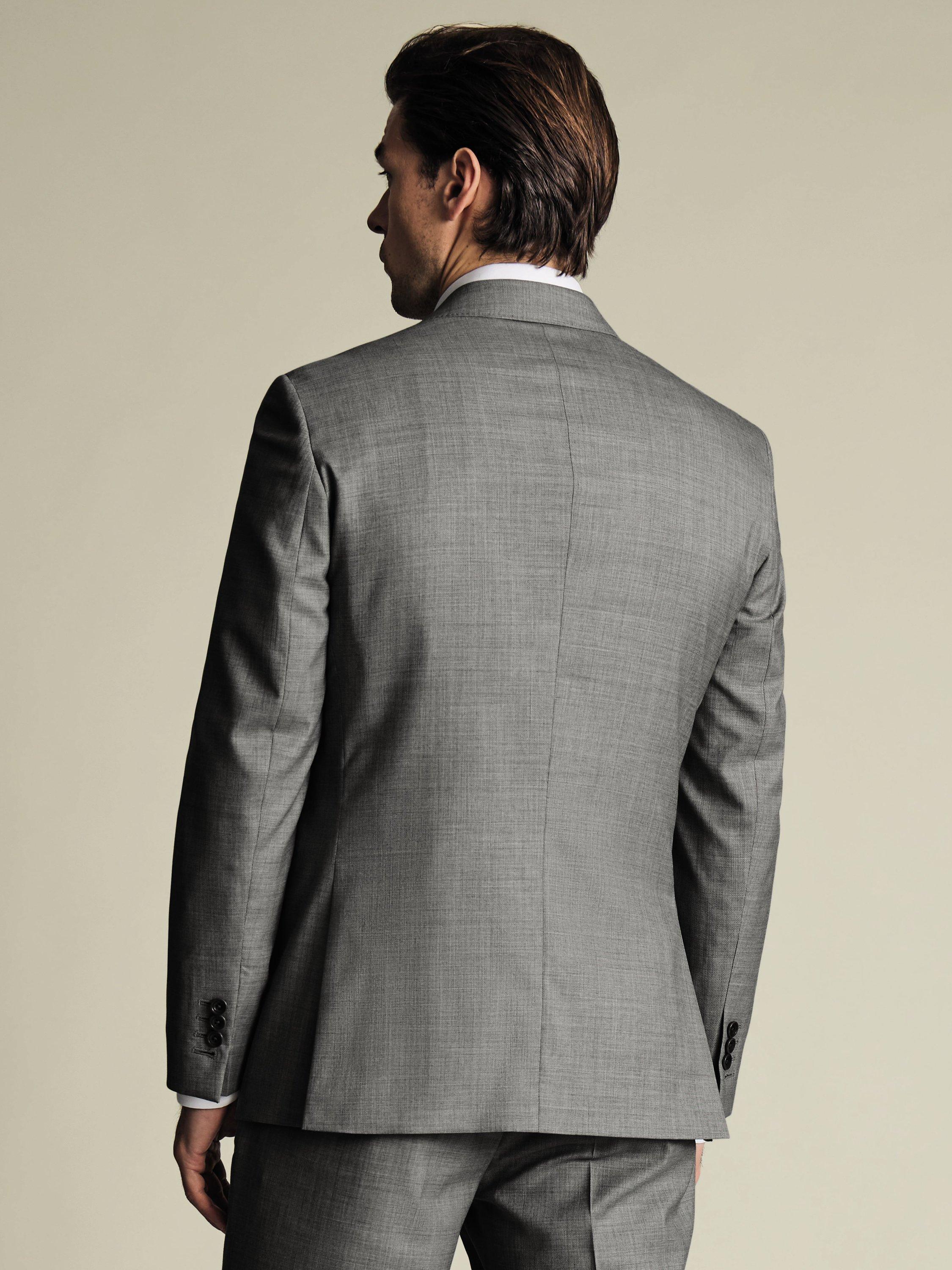 Product image 5 of 7, which shows Charles Tyrwhitt Slim Fit Single Breasted Wool Blazer, Grey, 36S